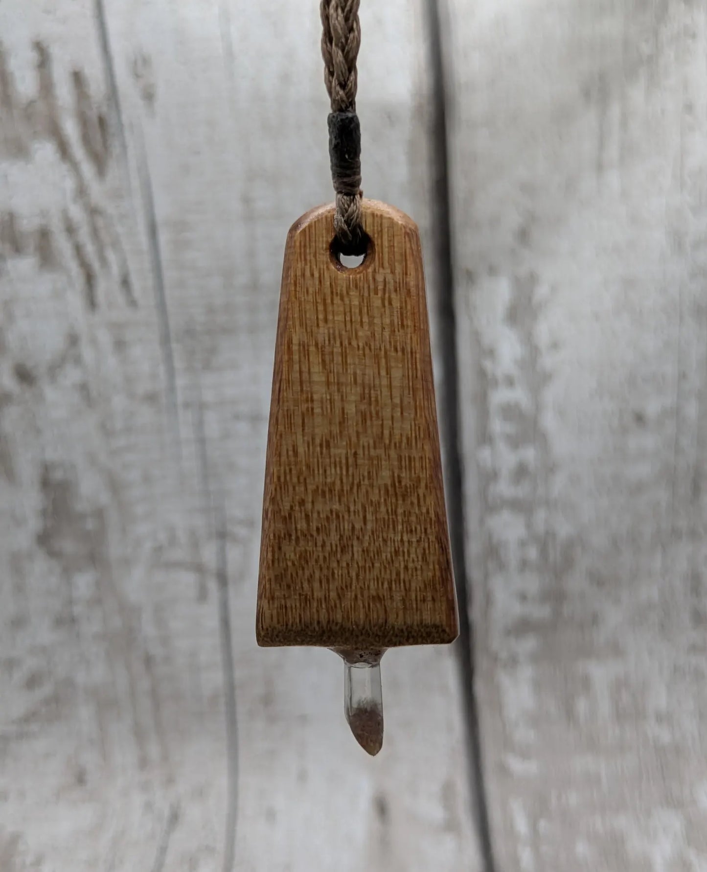 Swamp Kauri Synergy Key Pendant – NZ Ancient Wood Wand with Pounamu, Selenite, Hiddenite Inlay and Quartz Point, Vibrational Energy Tool