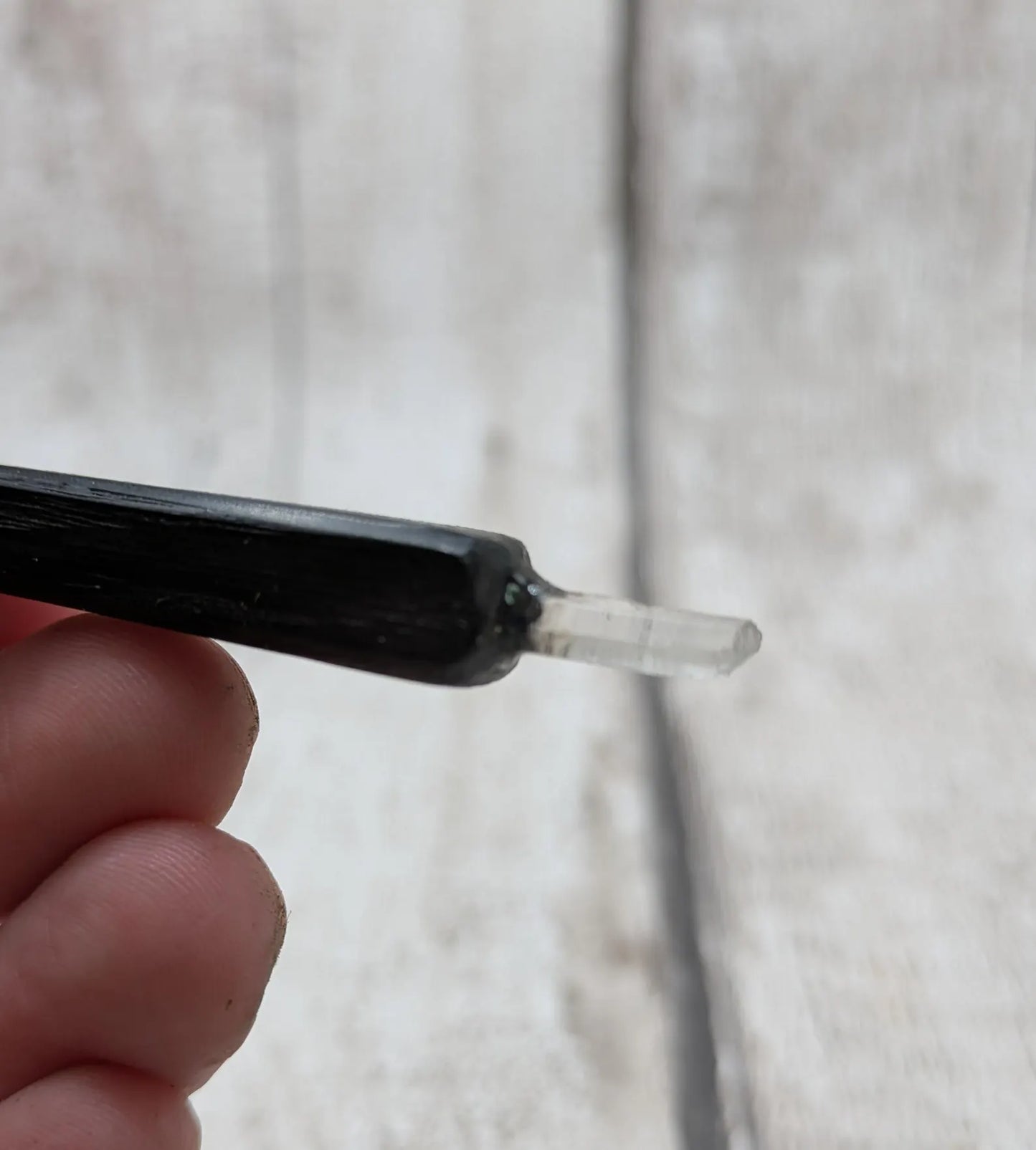 Fenland Bog Oak & Quartz Crystal Mini Wand Pendant. Grounding Healing Wand, Natural Crystal Energy Tool, Spiritual Healing Transformation