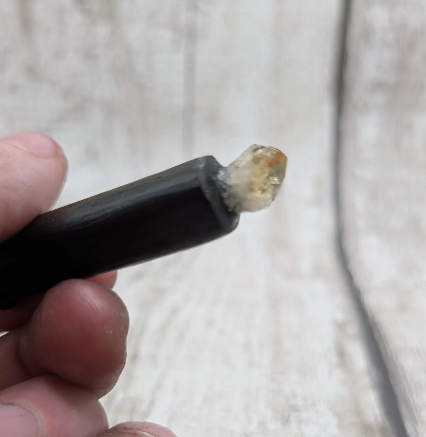 Fenland Bog Oak Mini Wand Pendant with Citrine Crystal - Handcrafted Wooden Pendant, UV Resin Inlay, Natural Healing Jewellery, Unique Gift