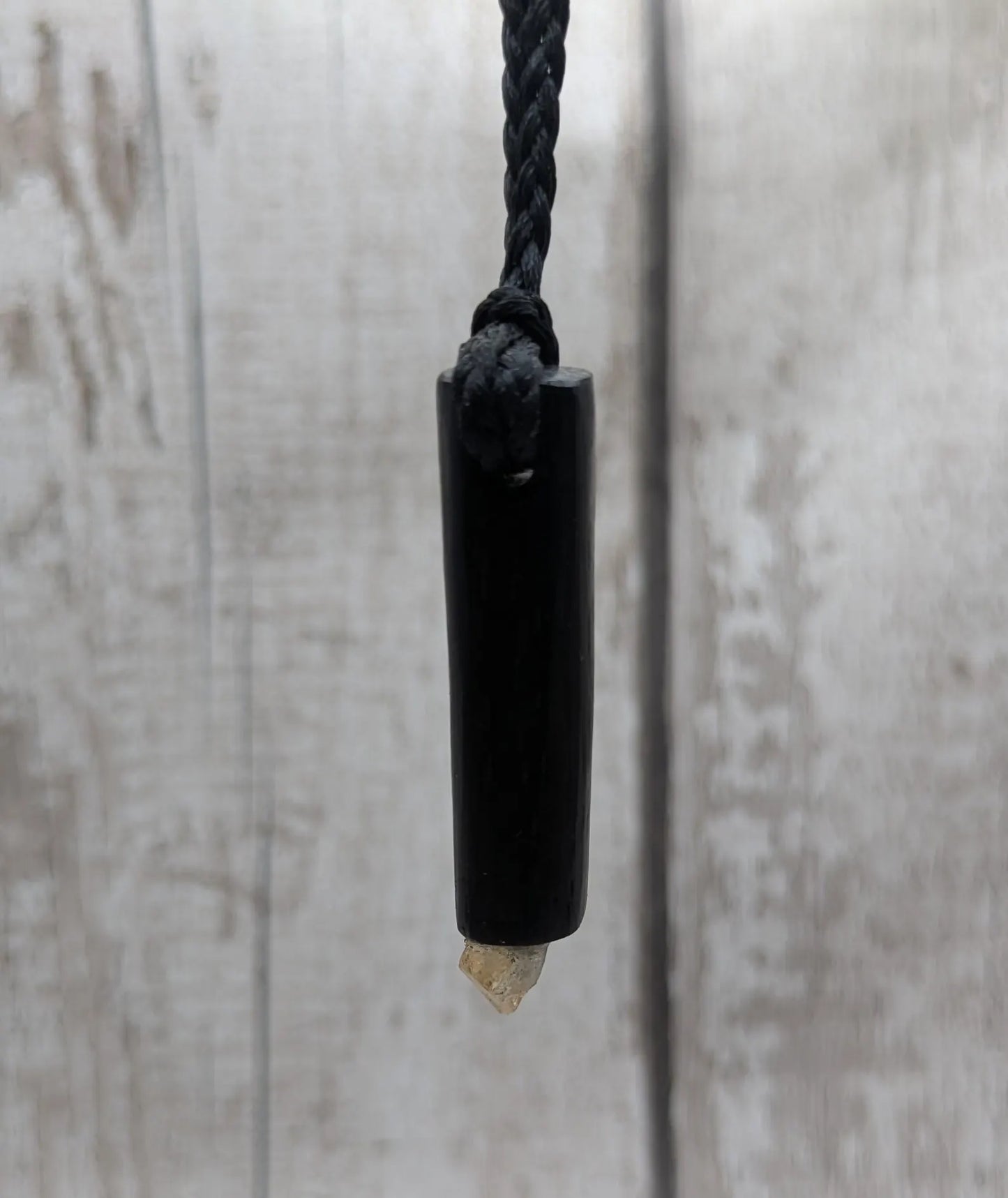 Fenland Bog Oak Mini Wand Pendant with Citrine Crystal - Handcrafted Wooden Pendant, UV Resin Inlay, Natural Healing Jewellery, Unique Gift