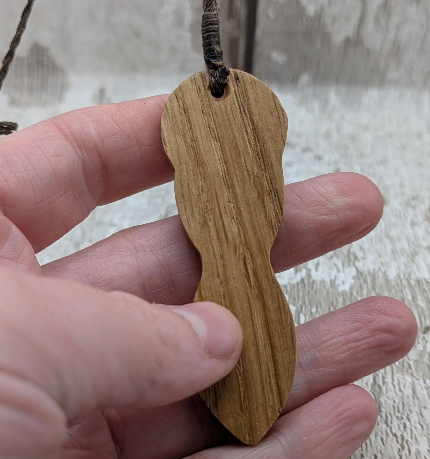 Oak wood laser printed tattooed goddess pendant.