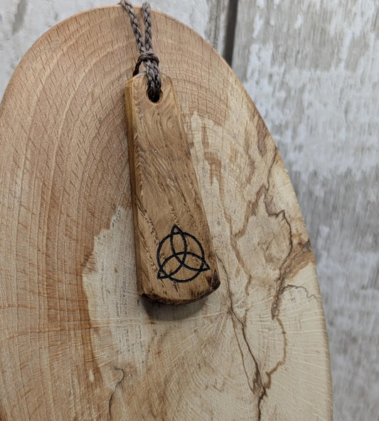 Oak wood laser printed roimata tear drop pendant.