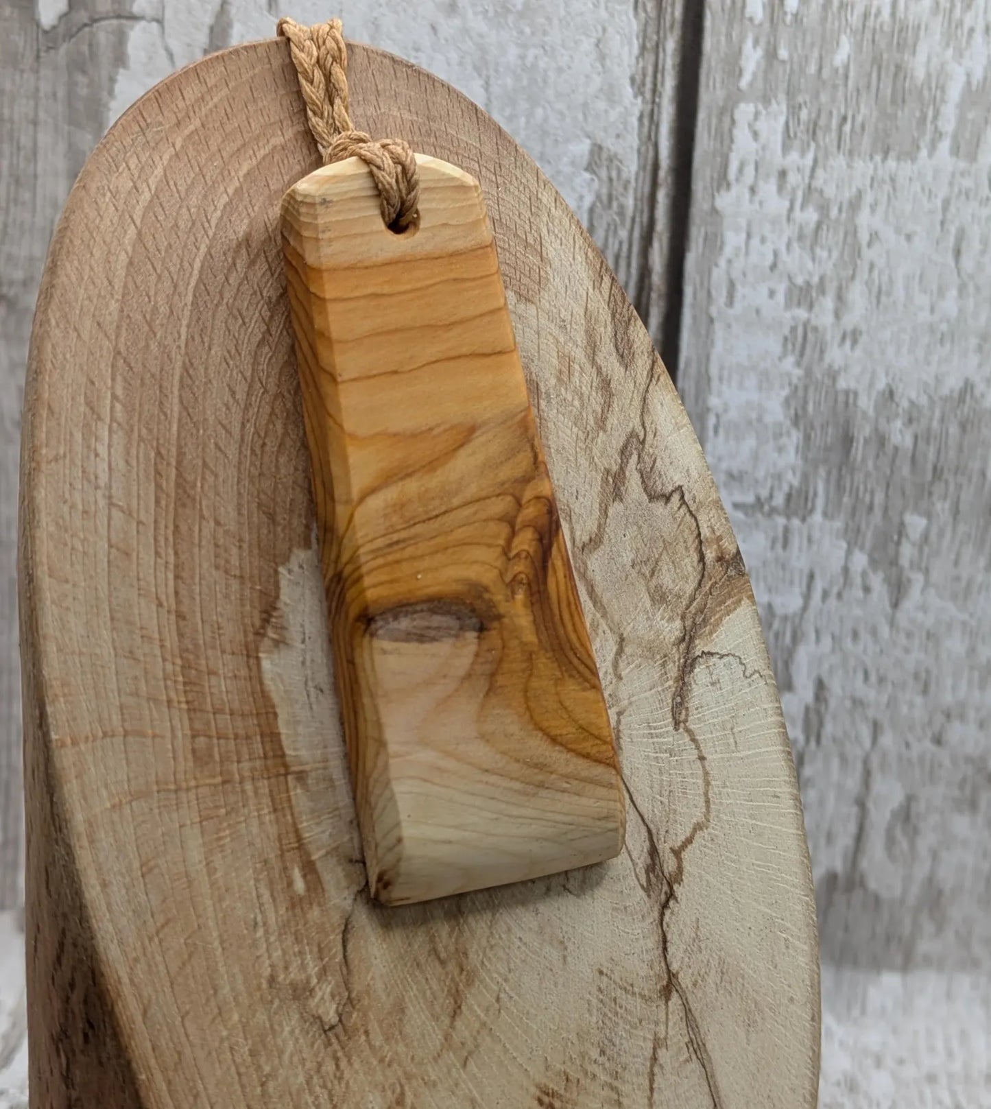 Yew wood toki adze style hand carved pendant