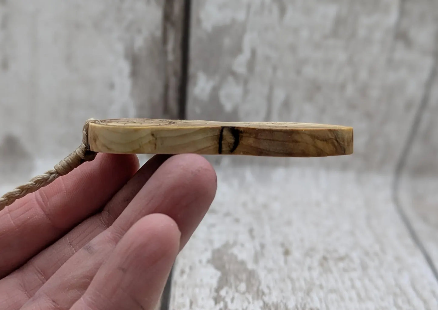 Yew wood goddess laser printed pendant.