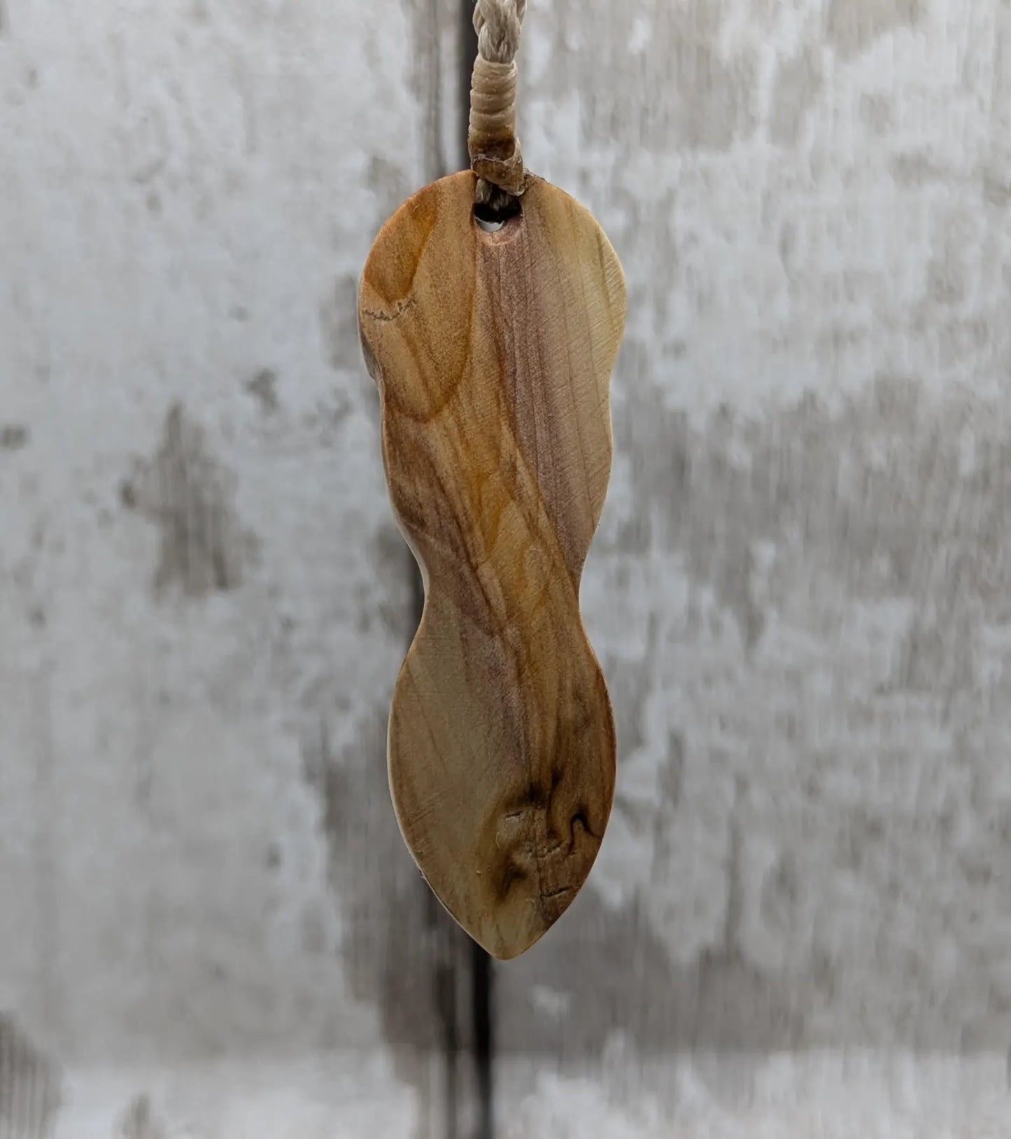 Yew wood goddess laser printed pendant.