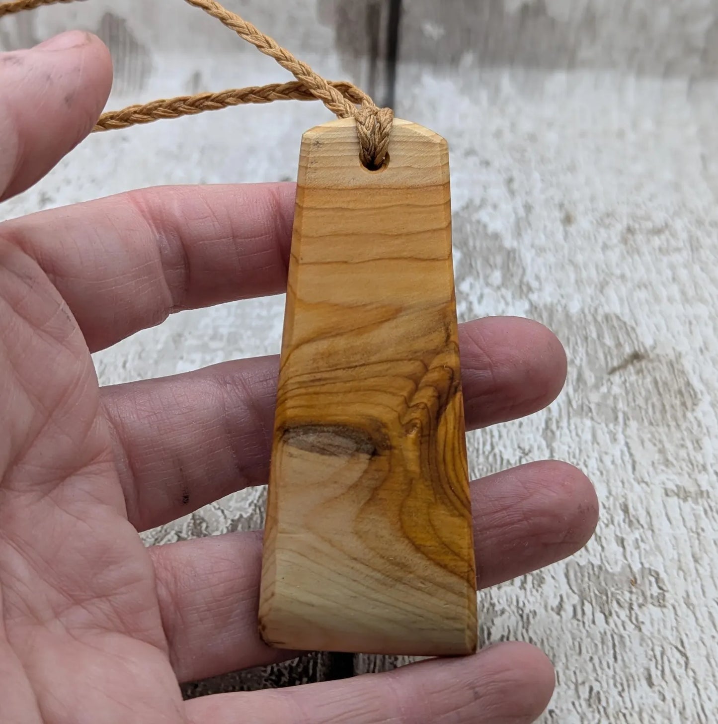 Yew wood toki adze style hand carved pendant