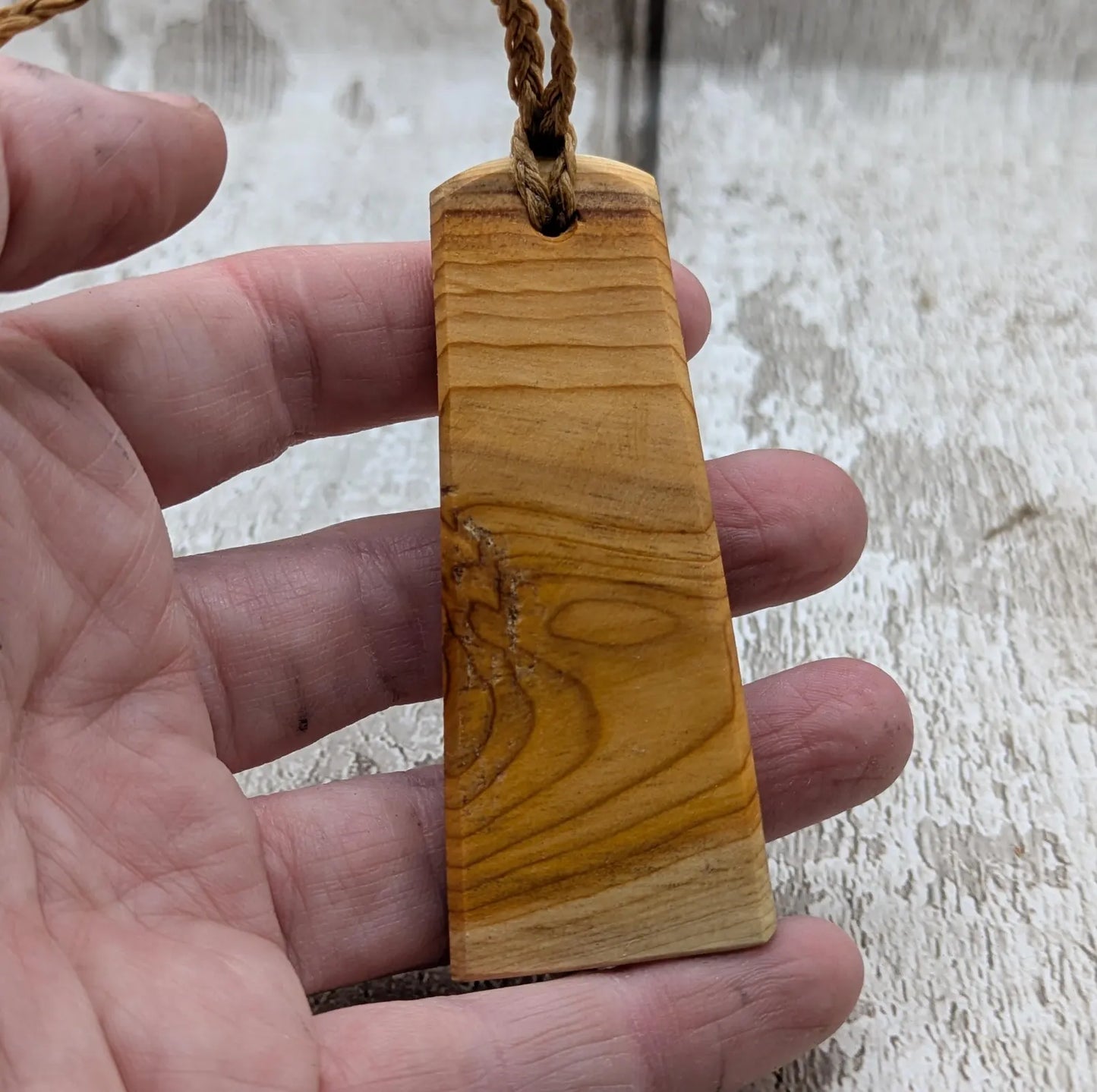 Yew wood toki adze style hand carved pendant