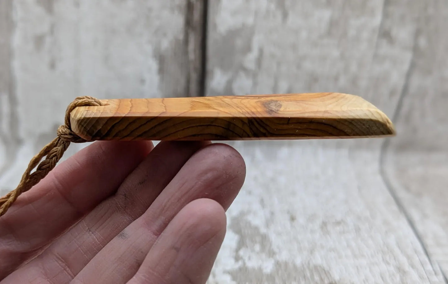 Yew wood toki adze style hand carved pendant