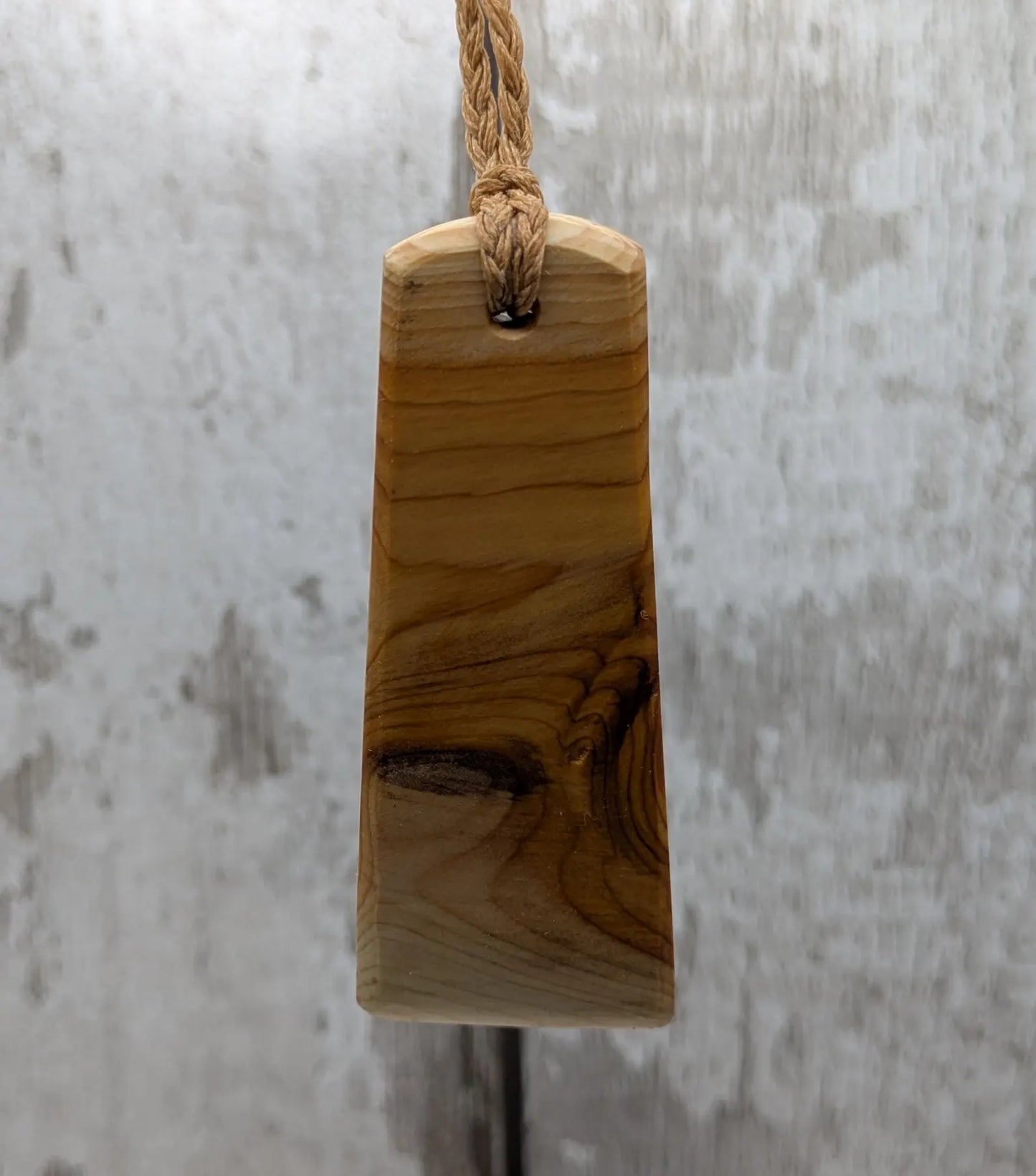 Yew wood toki adze style hand carved pendant