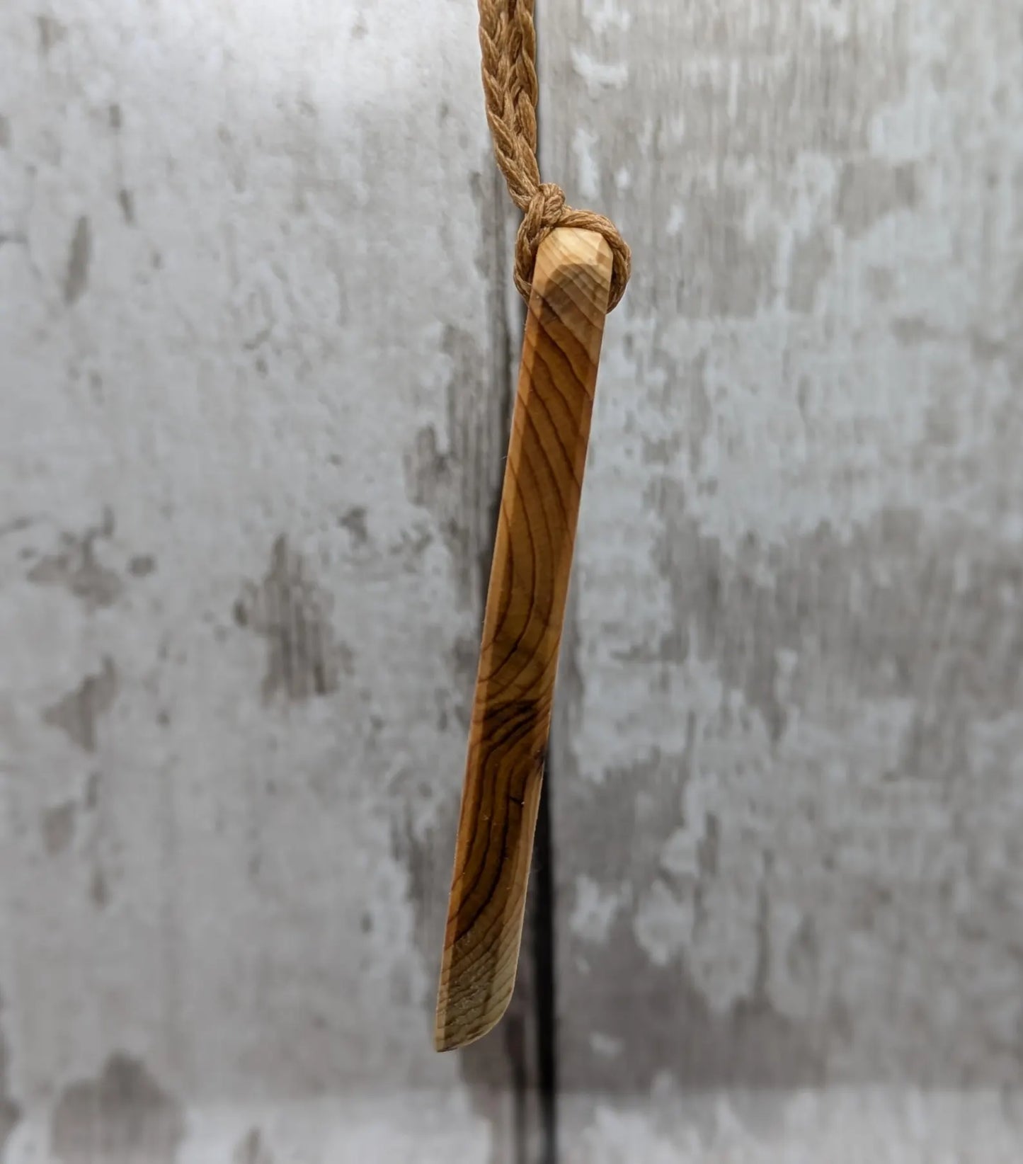 Yew wood toki adze style hand carved pendant