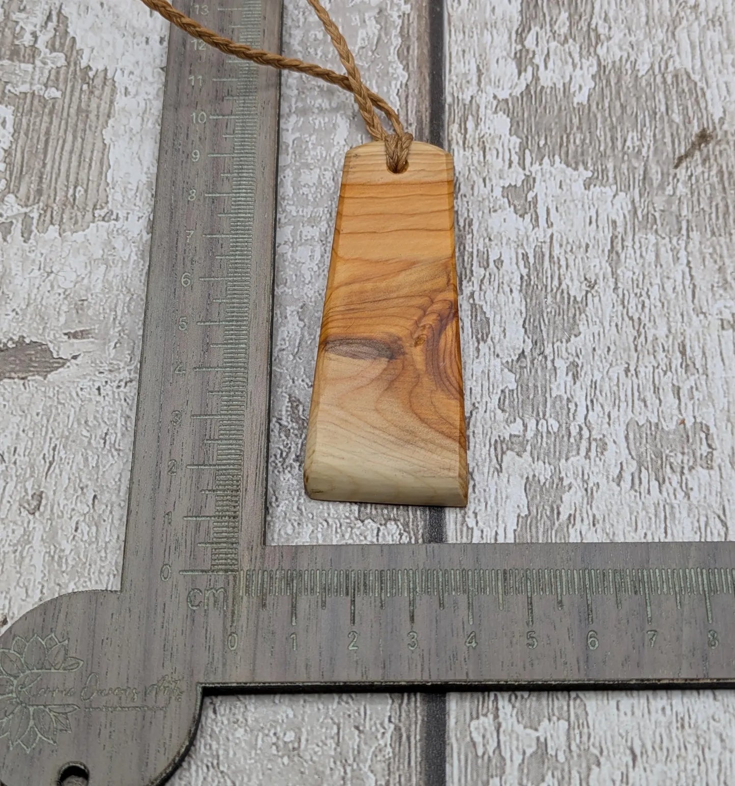 Yew wood toki adze style hand carved pendant