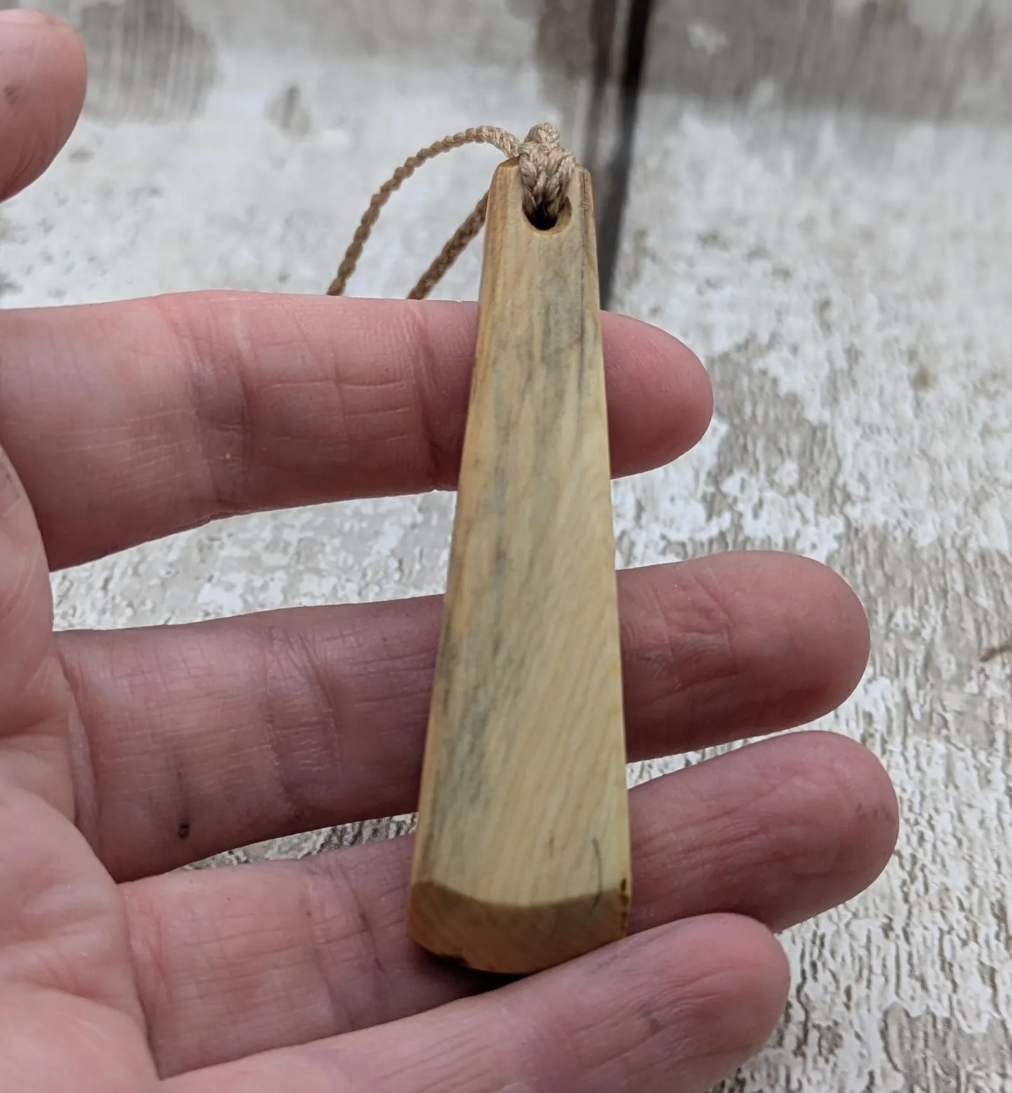 Yew wood hand crafted toki adze style pendant