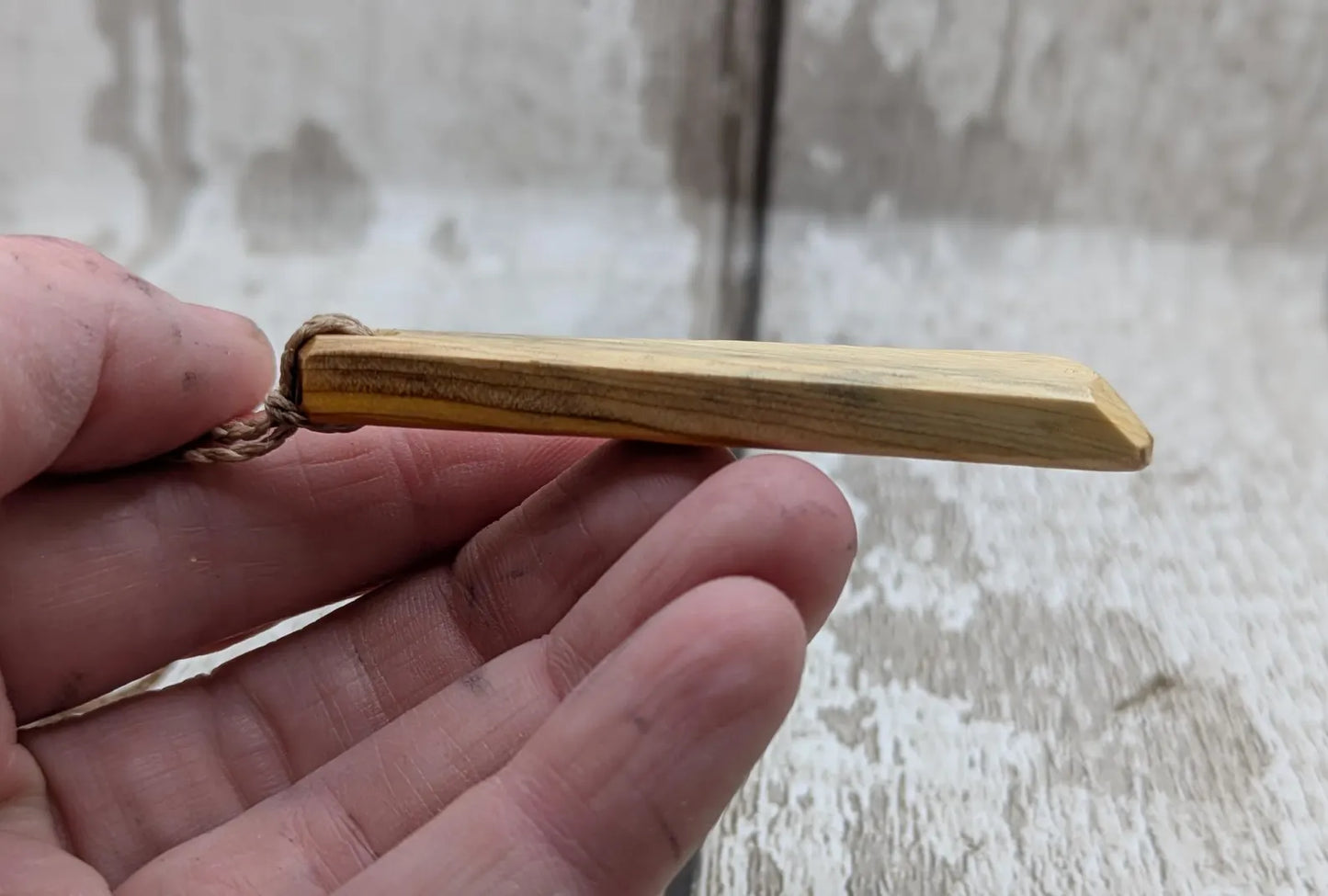 Yew wood hand crafted toki adze style pendant
