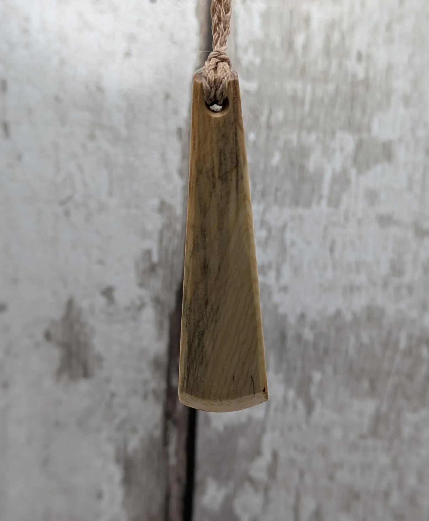 Yew wood hand crafted toki adze style pendant