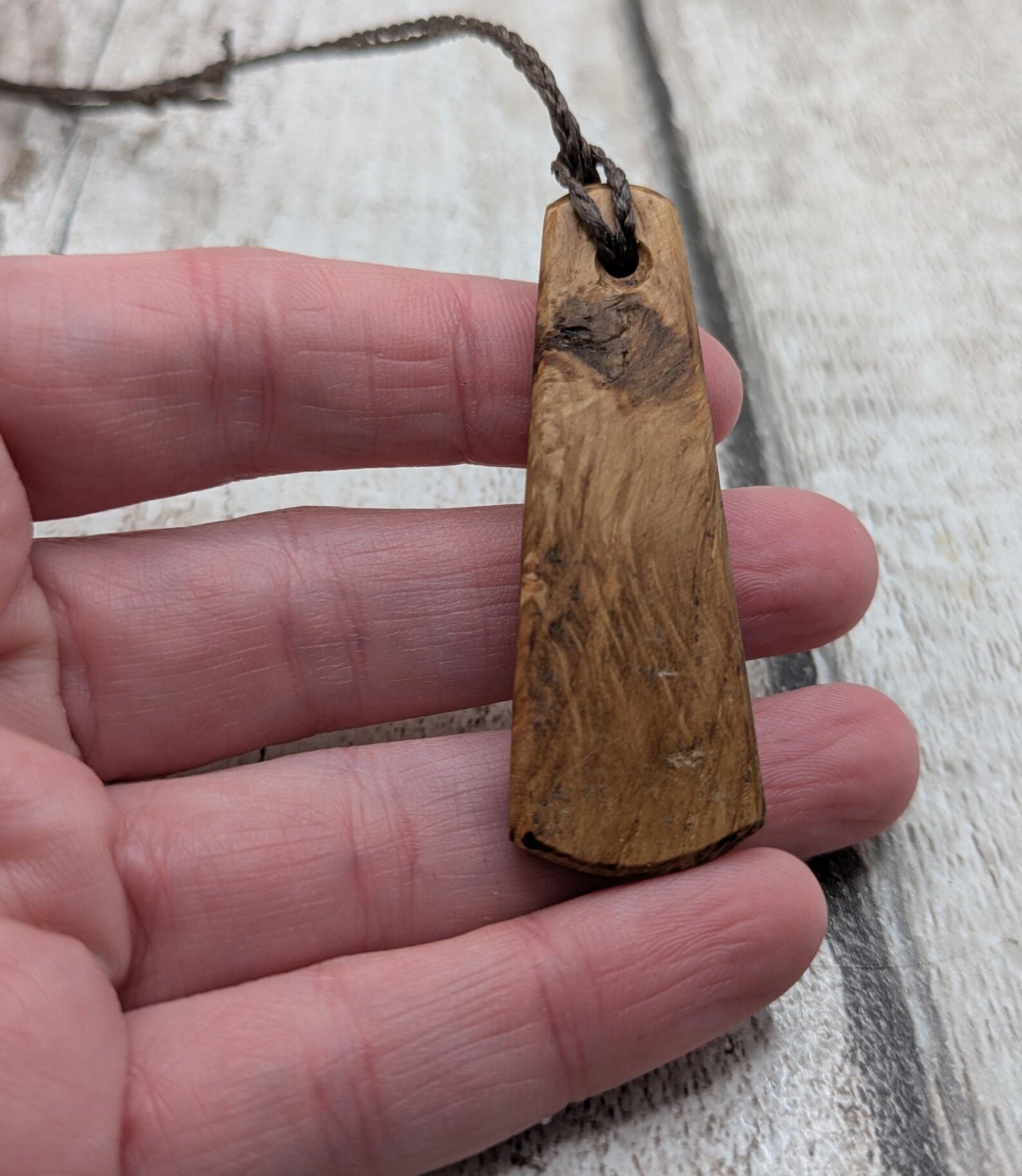 Oak wood laser printed roimata tear drop pendant.