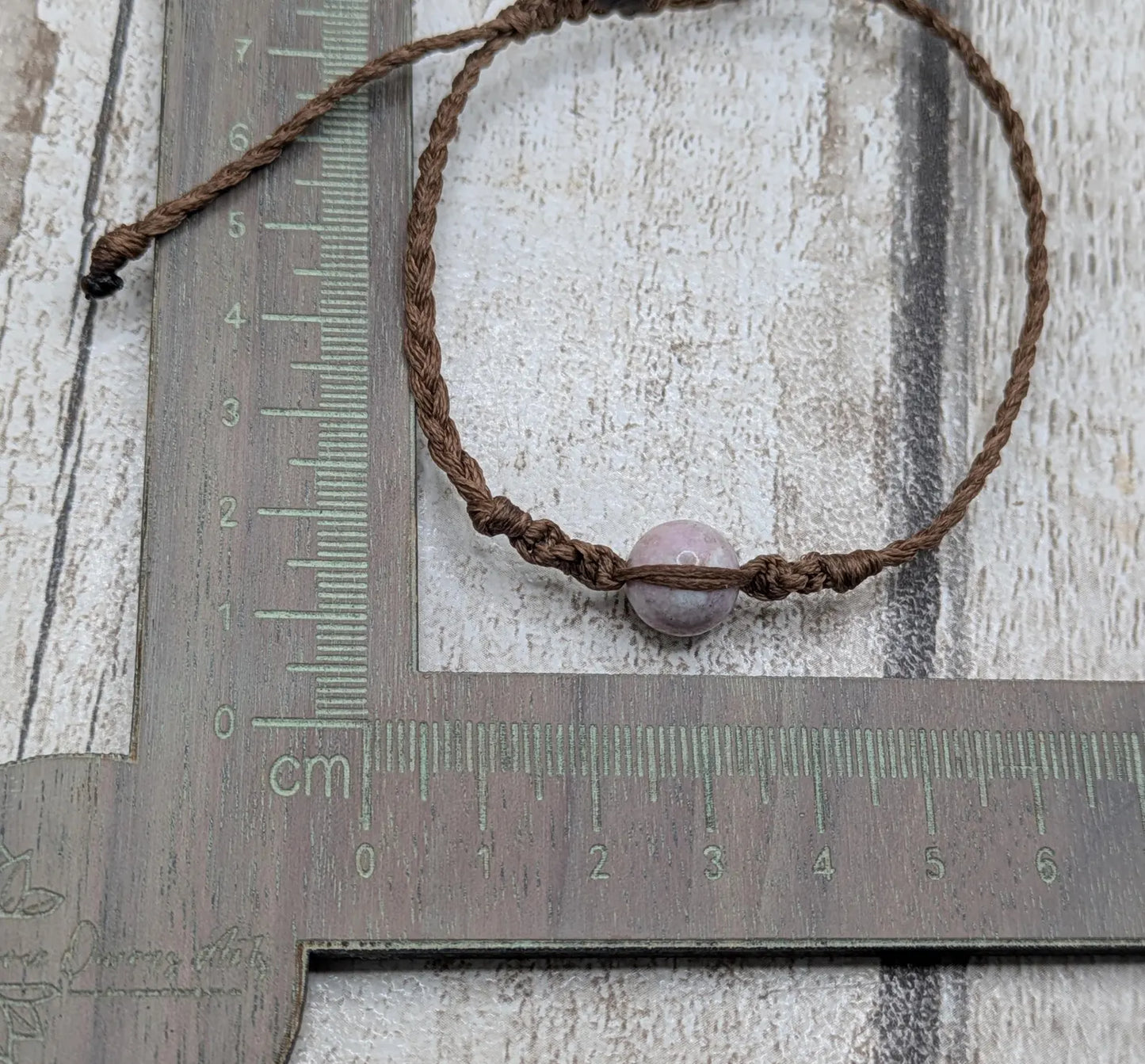 Pink tourmaline beaded macramé woven adjustable bracelet