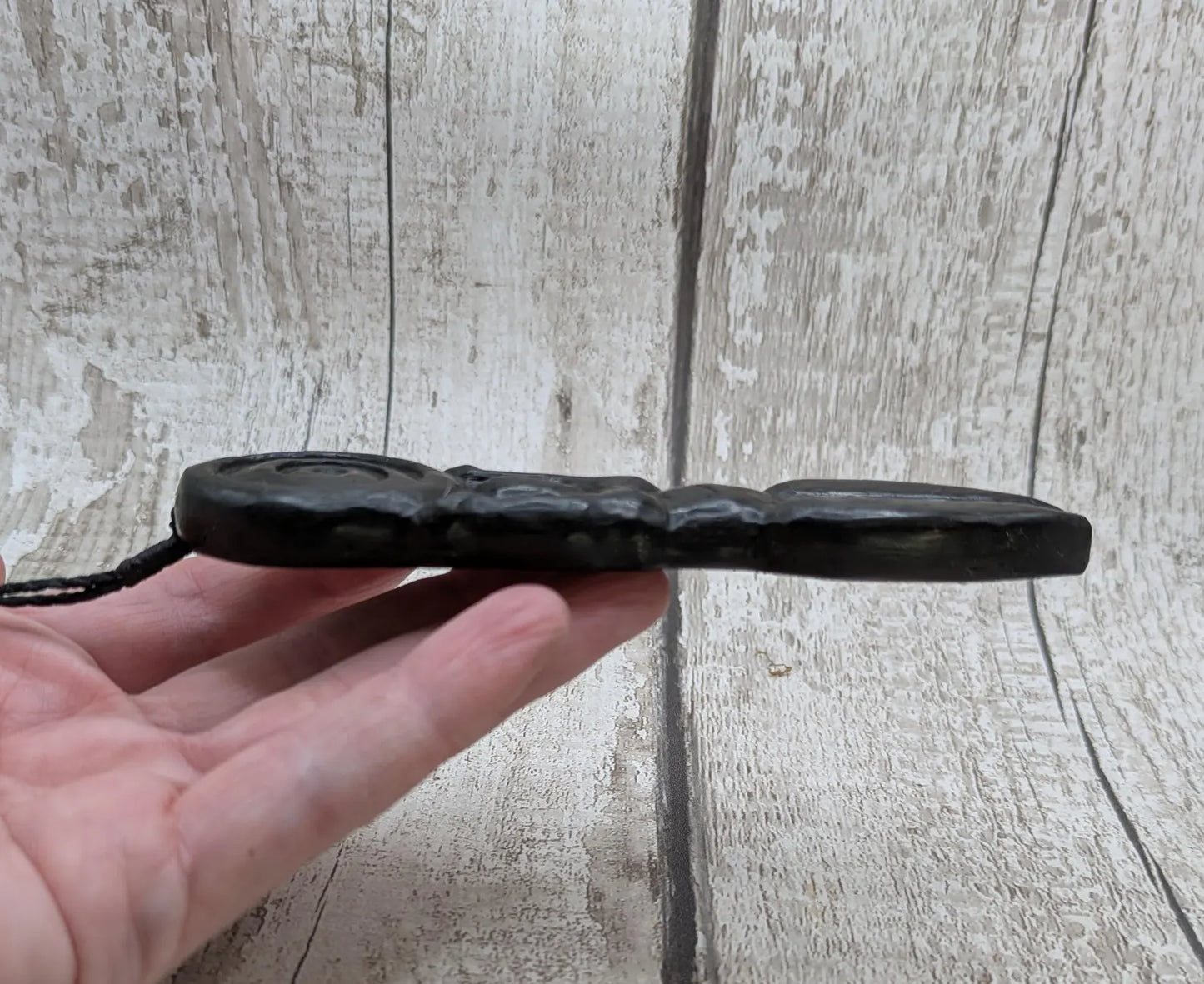 Fenland Bog Oak Goddess Pendant with Koru Spiral World Disc – Sacred Feminine Spiritual Jewelry, Earth Connection Talisman