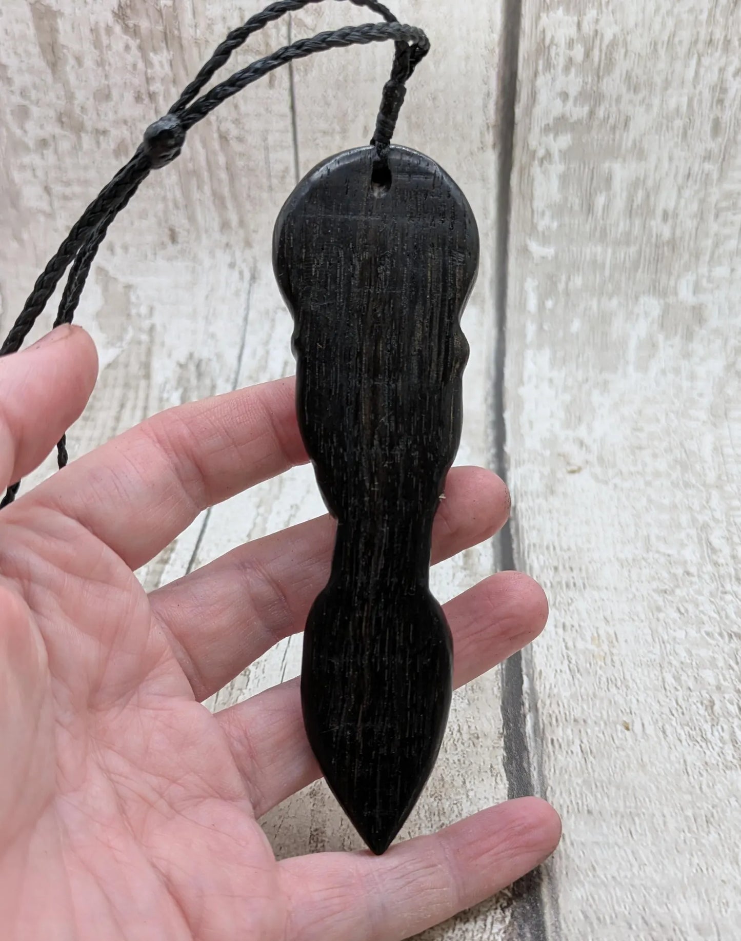 Fenland Bog Oak Goddess Pendant with Koru Spiral World Disc – Sacred Feminine Spiritual Jewelry, Earth Connection Talisman