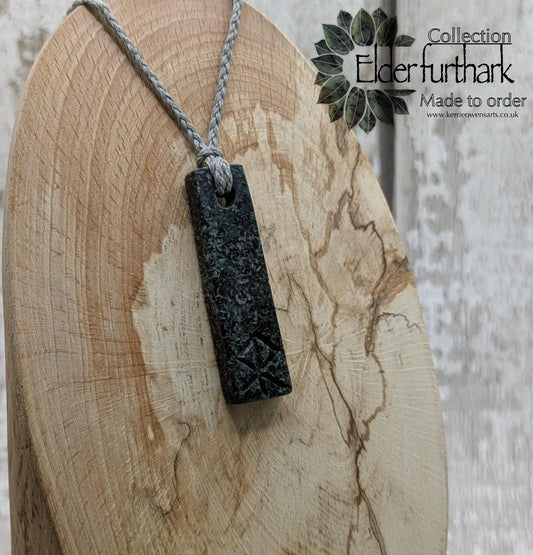Preseli Bluestone Rune Pendant, Custom Elder Futhark or Bind Rune, Sacred Stone of Stonehenge, Hand-Carved Magical Talisman.