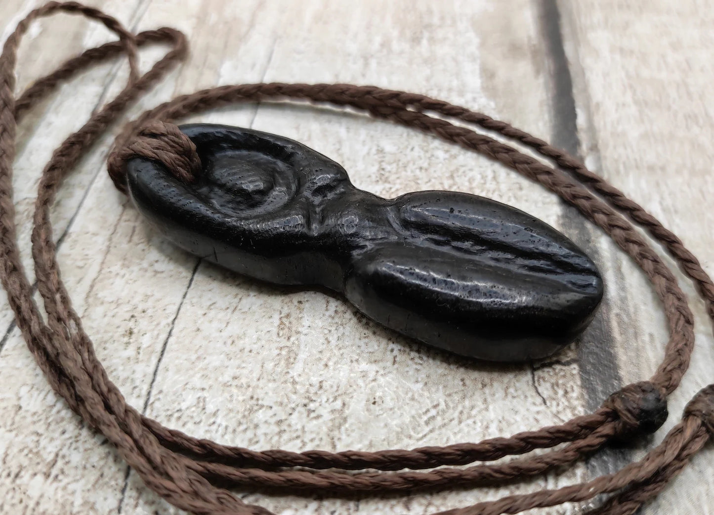 Bog Oak Goddess Pendant with Blue Kyanite & Moldavite - Handmade Jewellery.