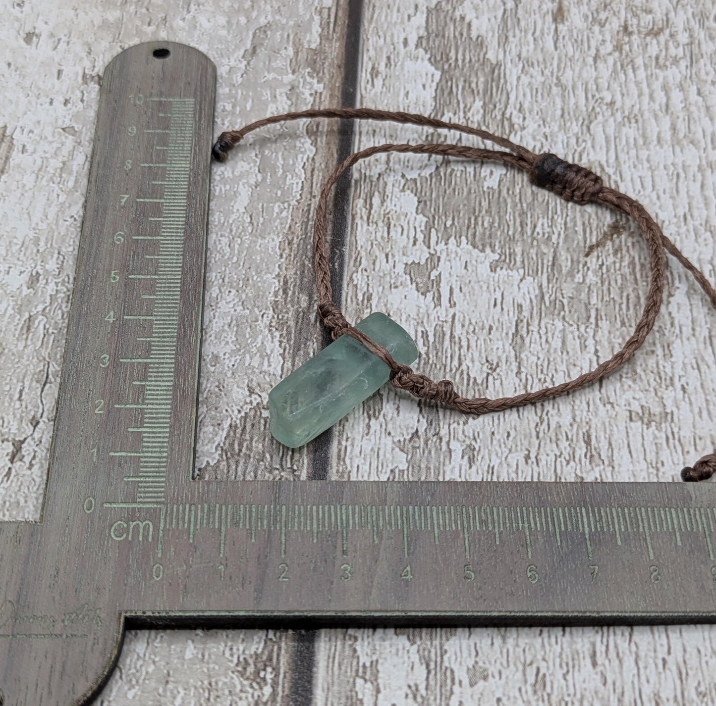 Fluorite beaded, adjustable macramé woven bracelet