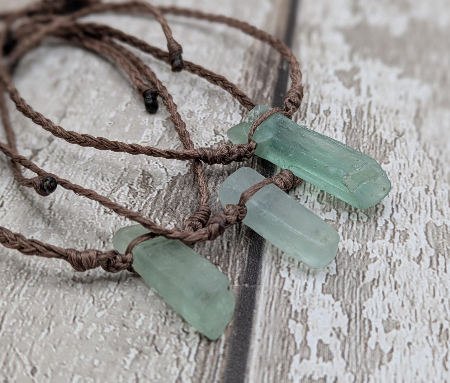 Fluorite beaded, adjustable macramé woven bracelet