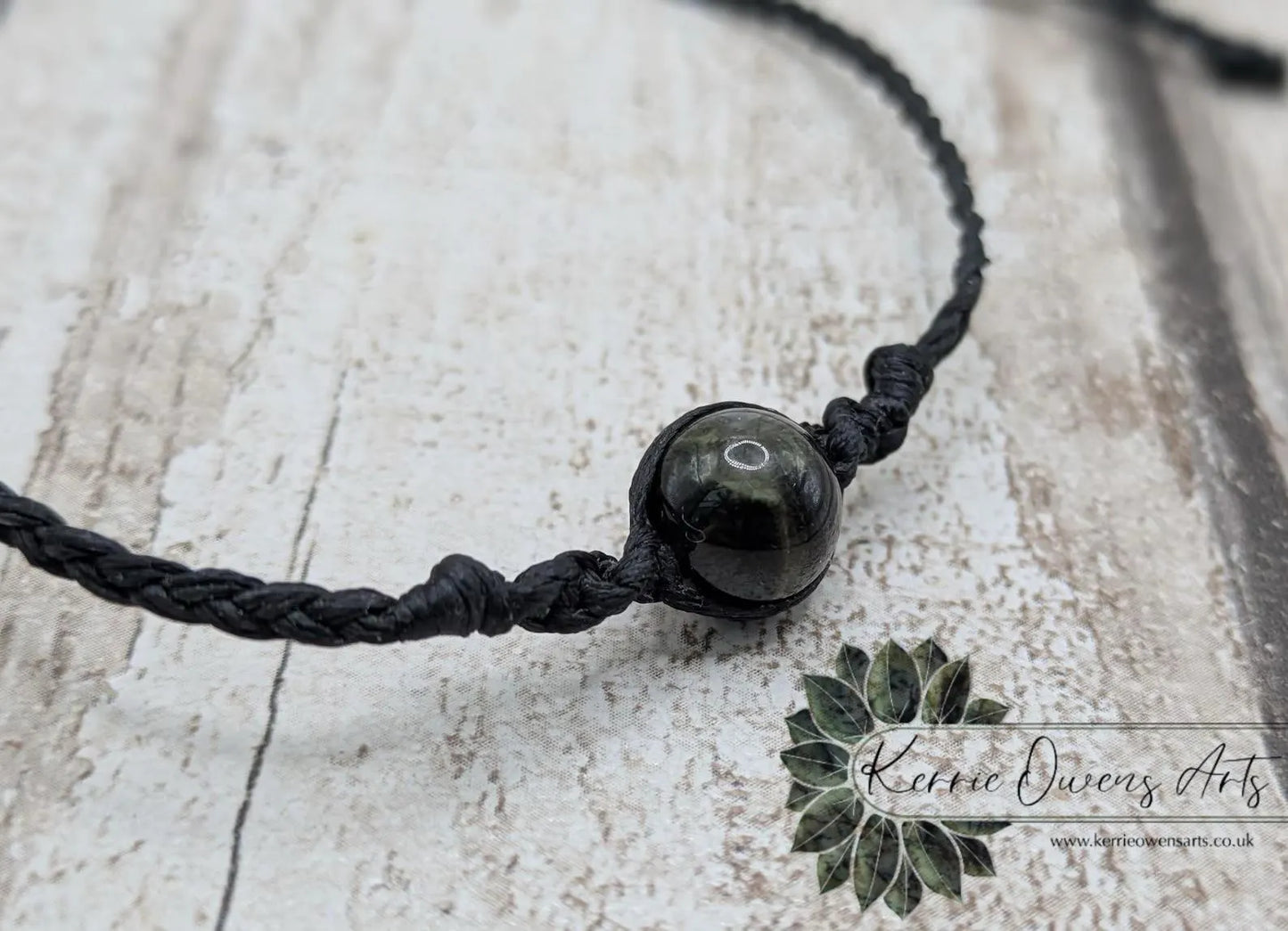 Green Tormaline beaded macramé woven braided adjustable bracelet.