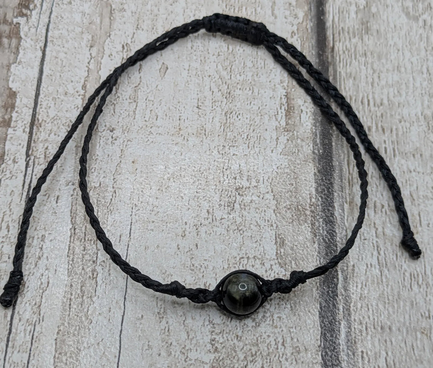 Green Tormaline beaded macramé woven braided adjustable bracelet.