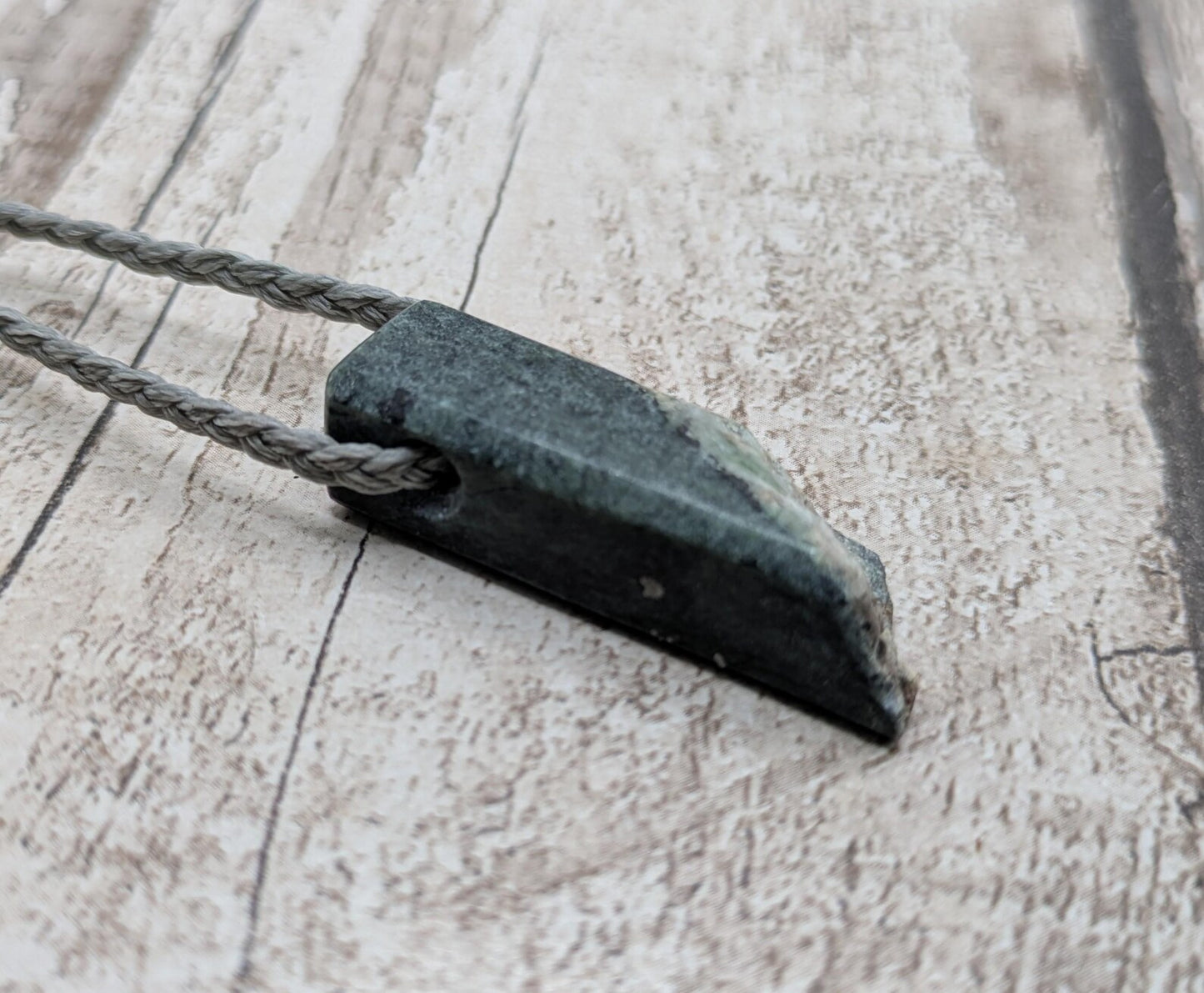 NZ Pounamu Nephrite Jade Pendant with Natural Live Edge – Greenstone Rectangular Necklace, Māori cultural Tonga - spiritual jewellery.