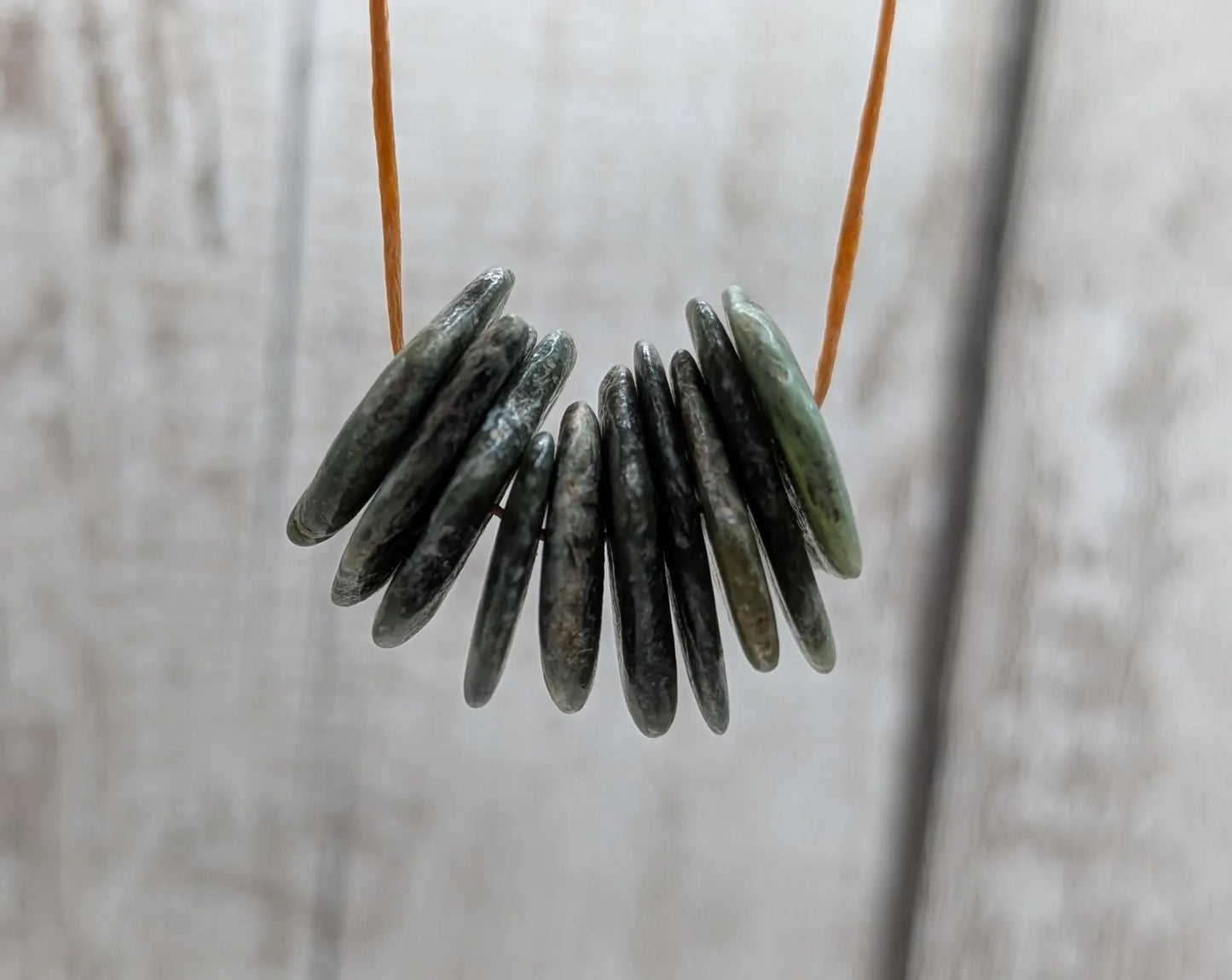 10 Centre-Drilled New Zealand Pounamu Beads – Tumble polished Greenstone Offcuts for Jewellery Making and craft projects.