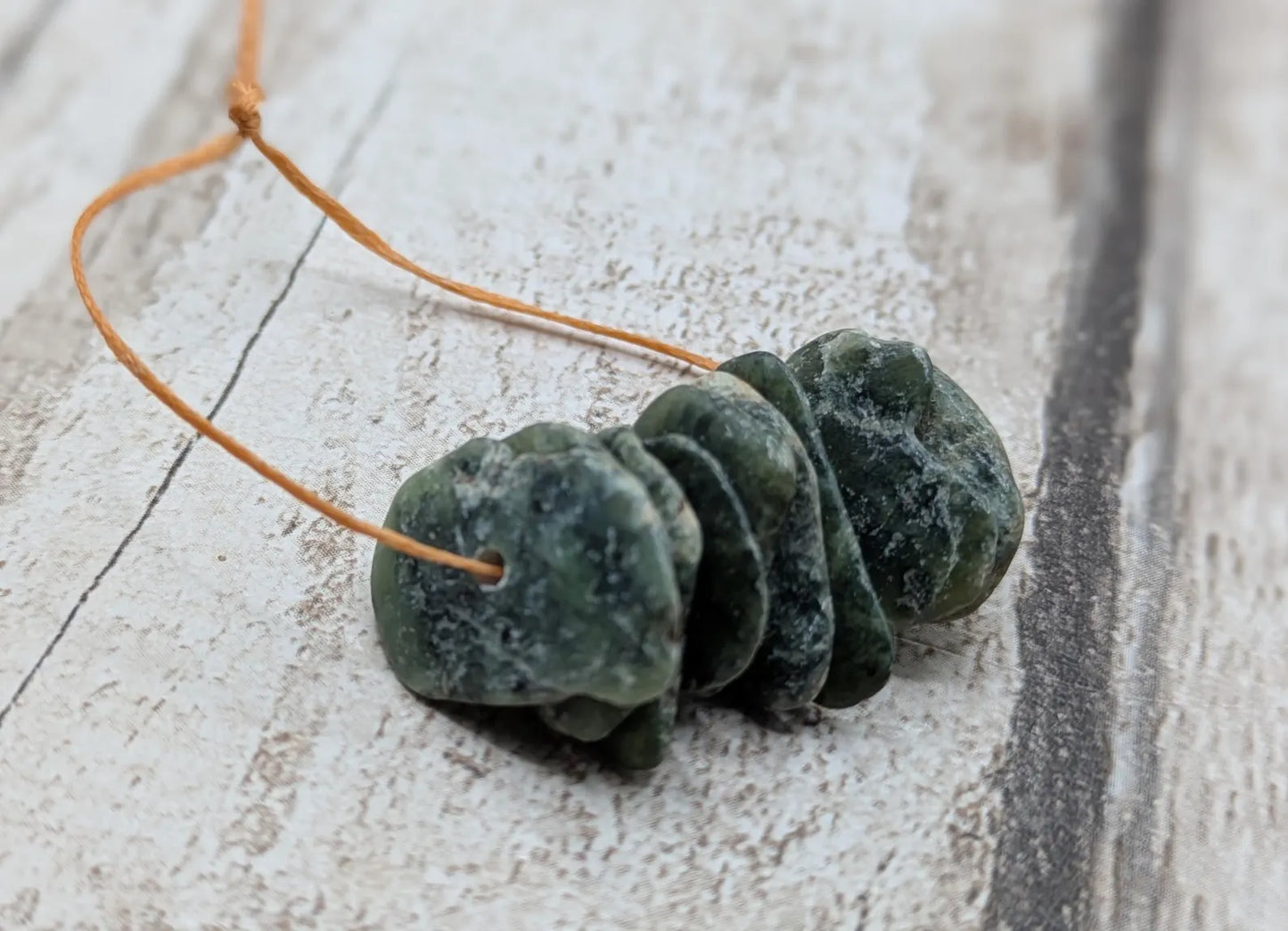 10 Centre-Drilled New Zealand Pounamu Beads – Tumble polished Greenstone Offcuts for Jewellery Making and craft projects.