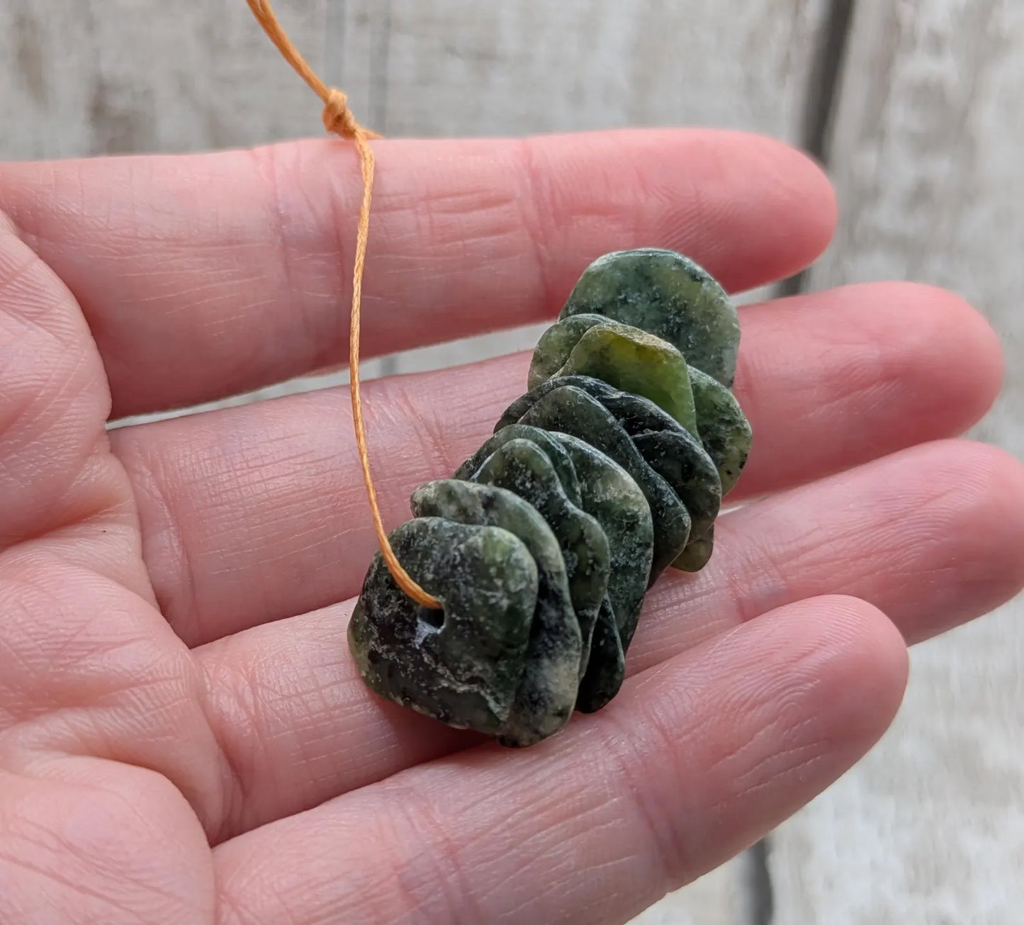 10 Centre-Drilled New Zealand Pounamu Beads – Tumble polished Greenstone Offcuts for Jewellery Making and craft projects.