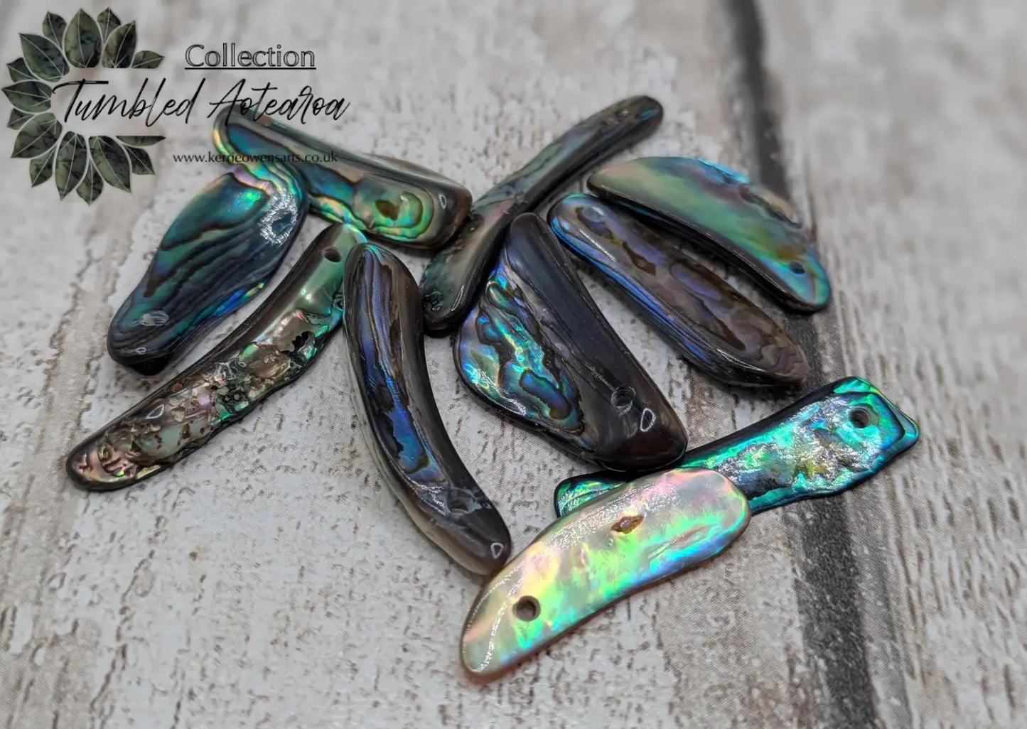 10 new Zealand rainbow pāua abalone shell beads.