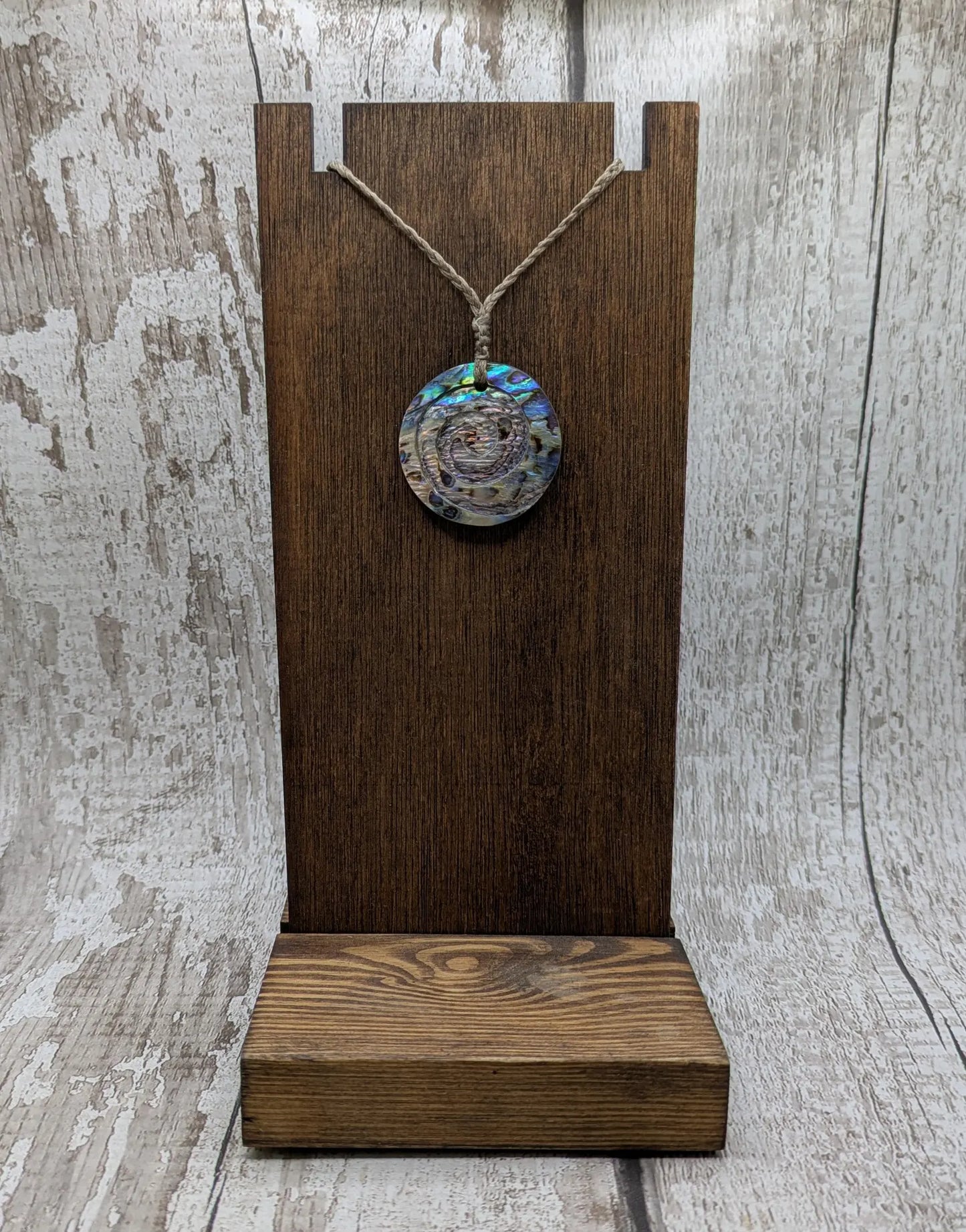 Pāua Shell Koru Spiral Pendant – Reclaimed New Zealand Abalone Shell Necklace | Upcycled Ocean Jewelry | One-Off Māori-Inspired Gift.