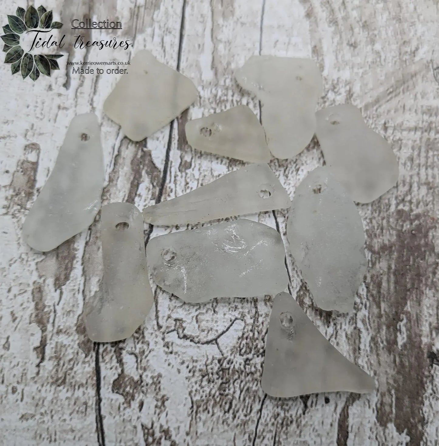 20 small Hand-Drilled Sea Glass Beads.