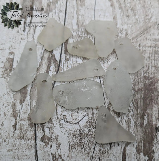 20 small Hand-Drilled Sea Glass Beads.