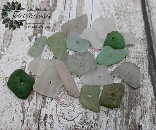 20 mixed coloured sea glass beads