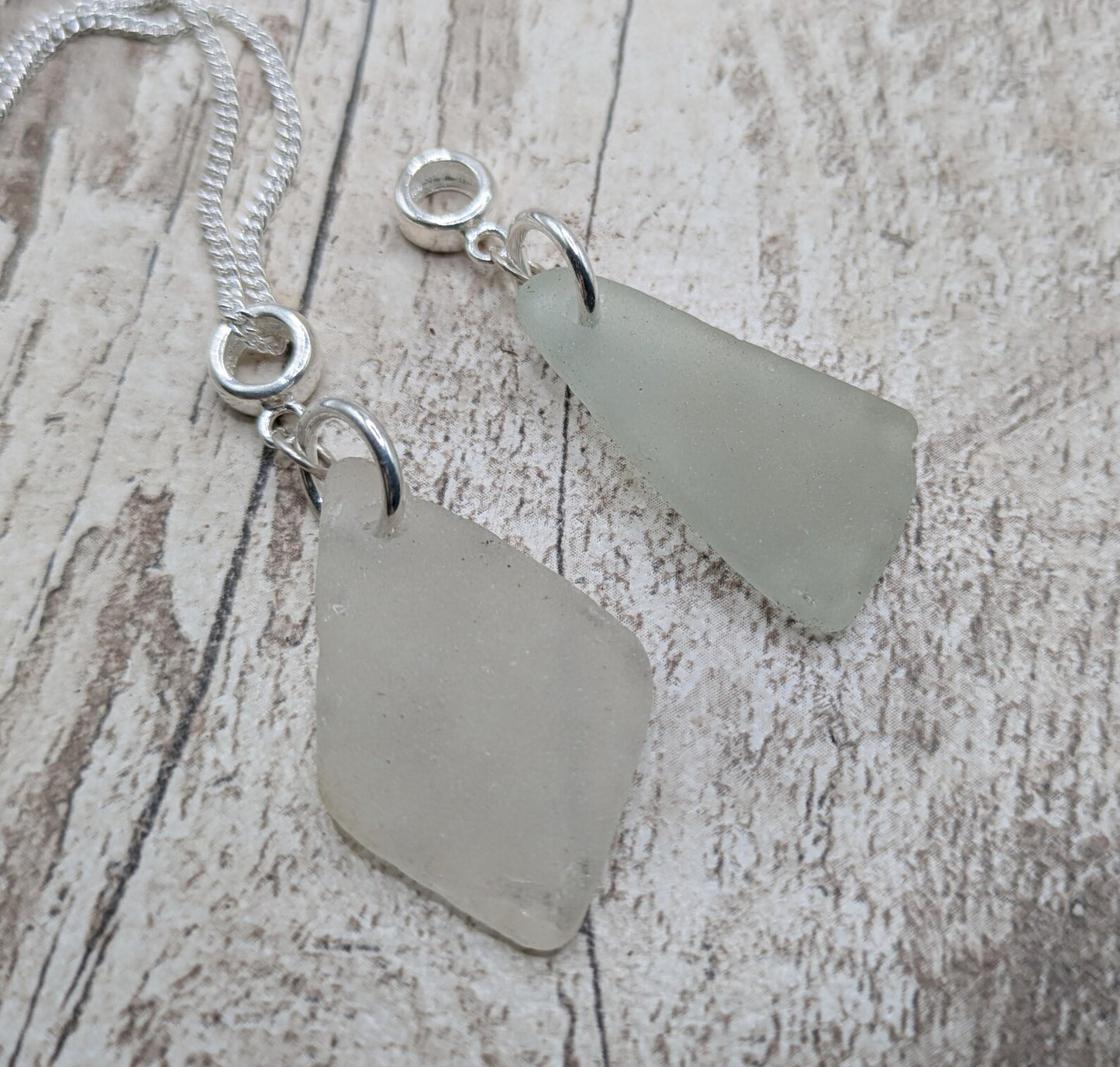 Frosted Sea Glass Necklace – Natural Thames Sea Glass Pendant on Sterling Silver Chain – Eco Beach Jewellery – Coastal Gift.