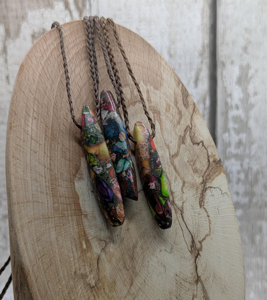 Imperial Jasper Drop Pendant – Natural Polished Jewelry Stone – Earth-Tone Healing Necklace.