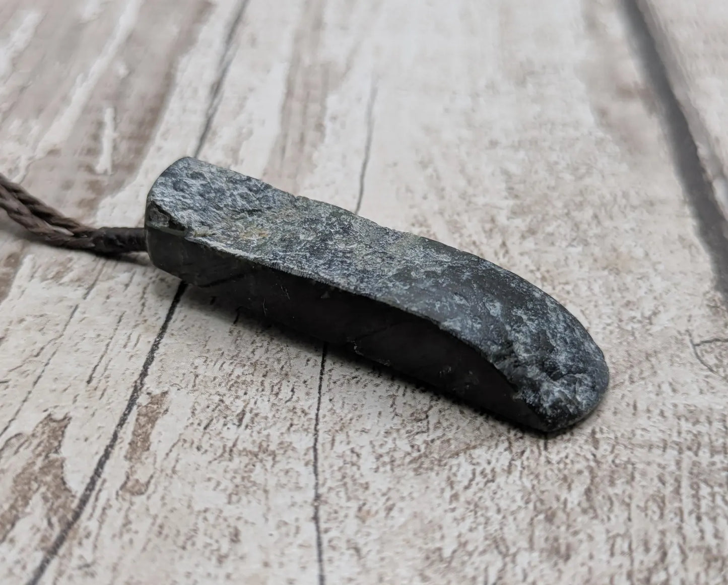 New Zealand Pounamu (Nephrite Jade) Raw Adze-Style Pendant – Live Edge Greenstone