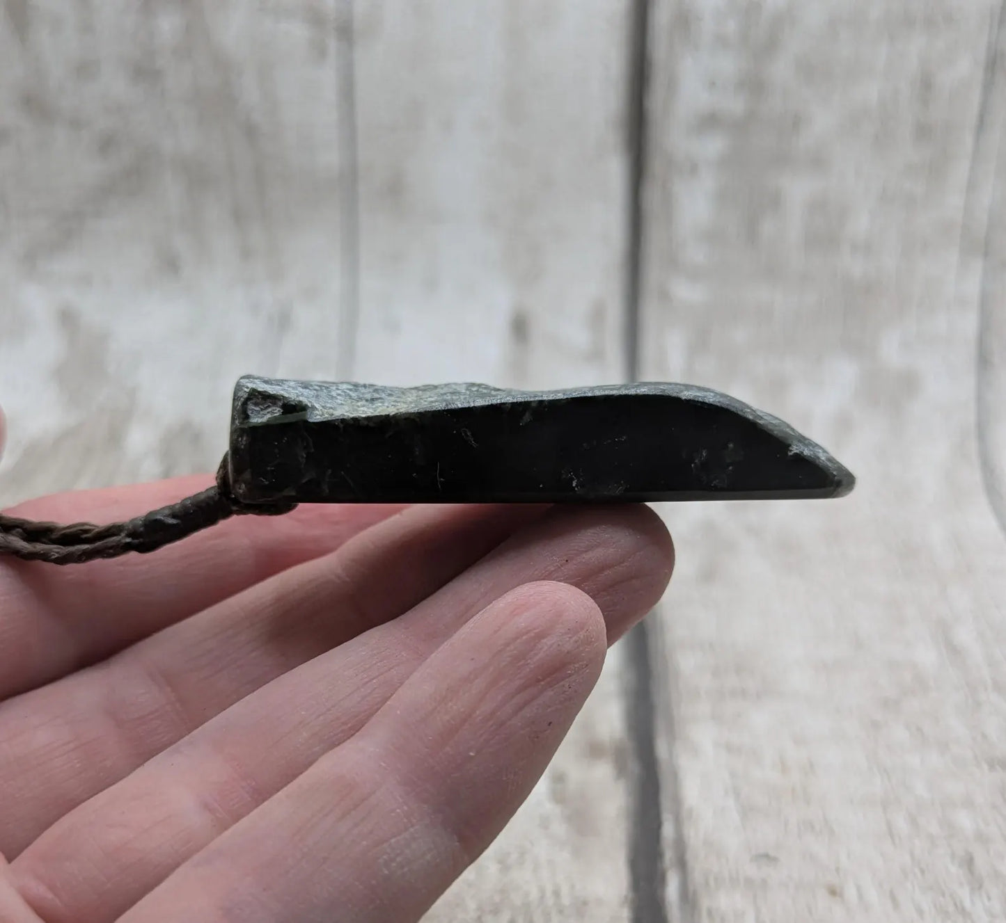 New Zealand Pounamu (Nephrite Jade) Raw Adze-Style Pendant – Live Edge Greenstone