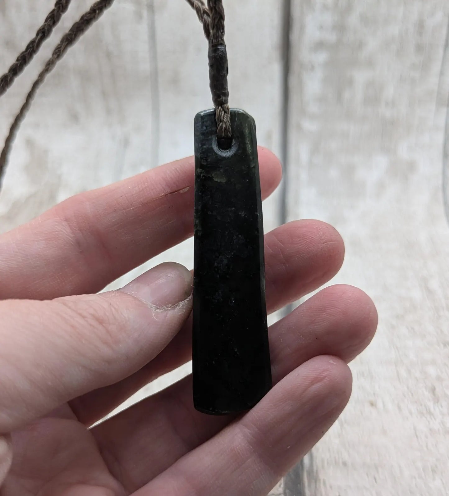 New Zealand Pounamu (Nephrite Jade) Raw Adze-Style Pendant – Live Edge Greenstone