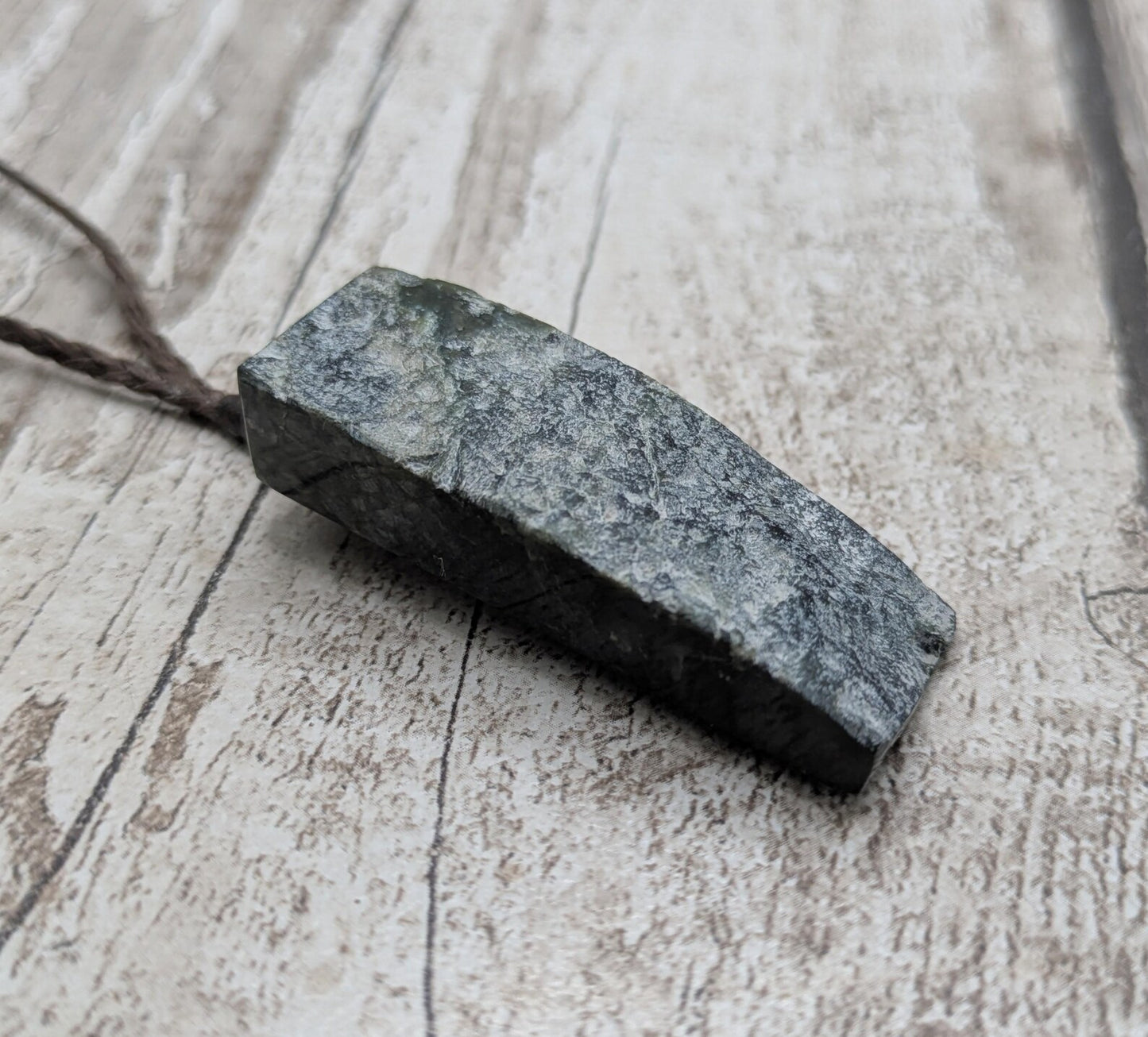 New Zealand Pounamu (Nephrite Jade) Raw Adze-Style Pendant – Live Edge Greenstone