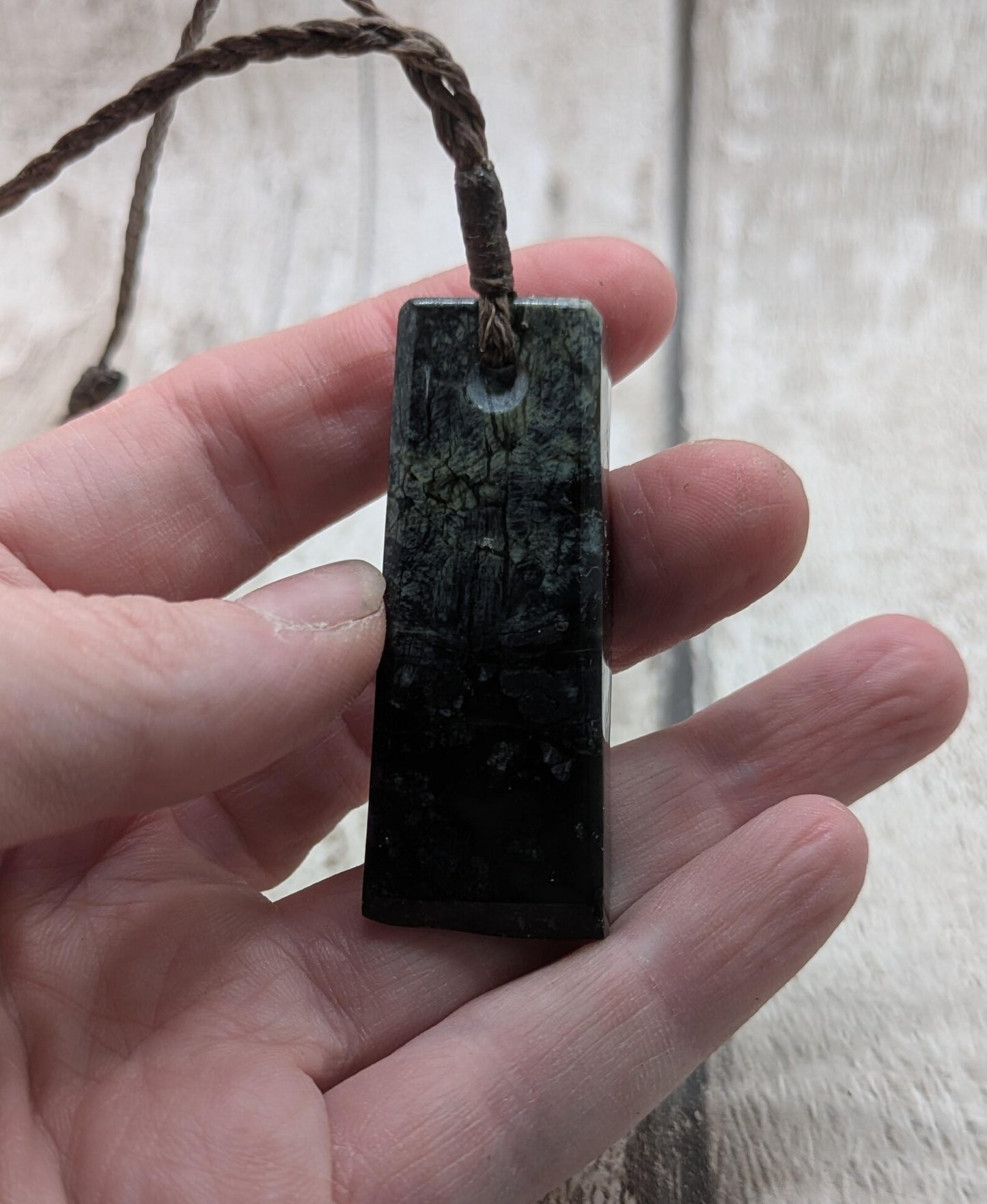 New Zealand Pounamu (Nephrite Jade) Raw Adze-Style Pendant – Live Edge Greenstone