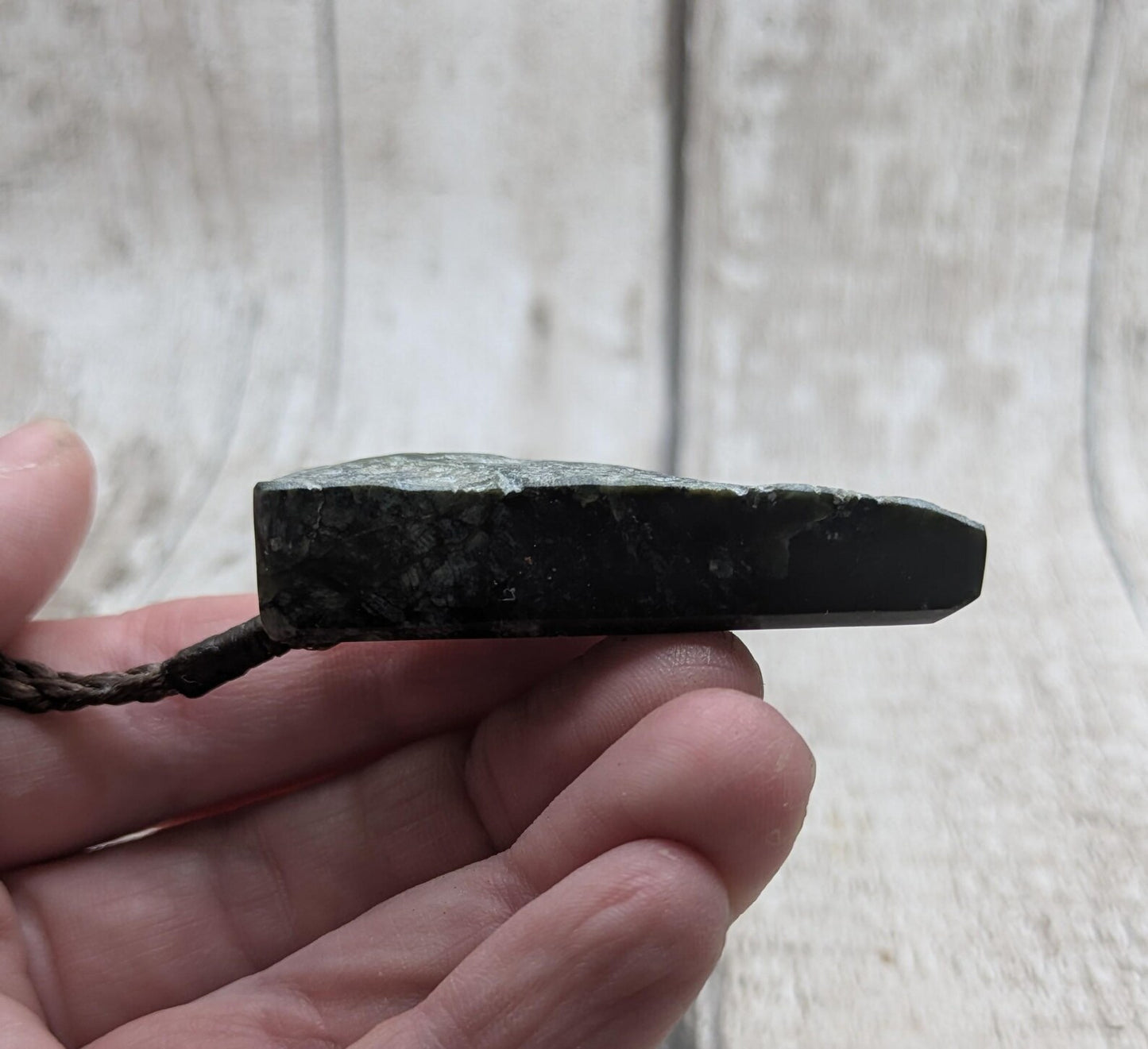 New Zealand Pounamu (Nephrite Jade) Raw Adze-Style Pendant – Live Edge Greenstone