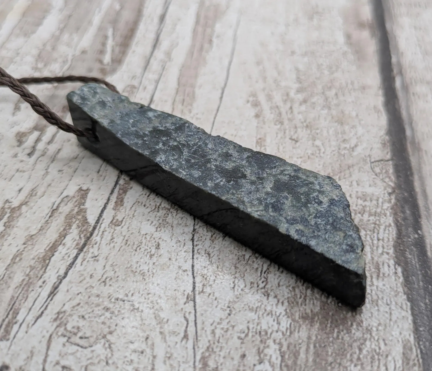 New Zealand Pounamu (Nephrite Jade) Raw Adze-Style Pendant – Live Edge Greenstone