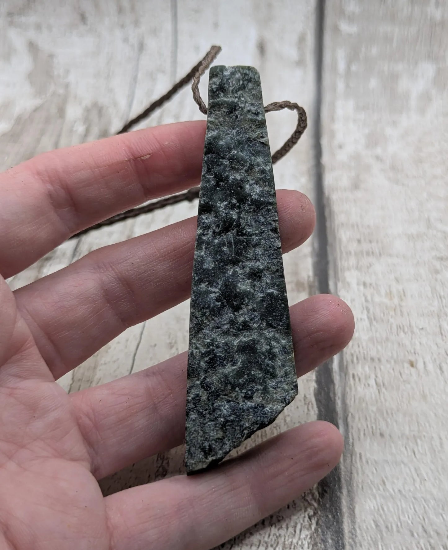 New Zealand Pounamu (Nephrite Jade) Raw Adze-Style Pendant – Live Edge Greenstone