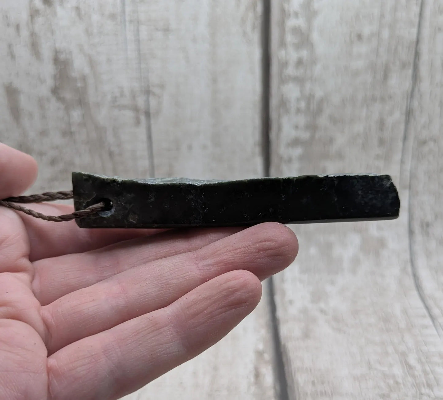 New Zealand Pounamu (Nephrite Jade) Raw Adze-Style Pendant – Live Edge Greenstone