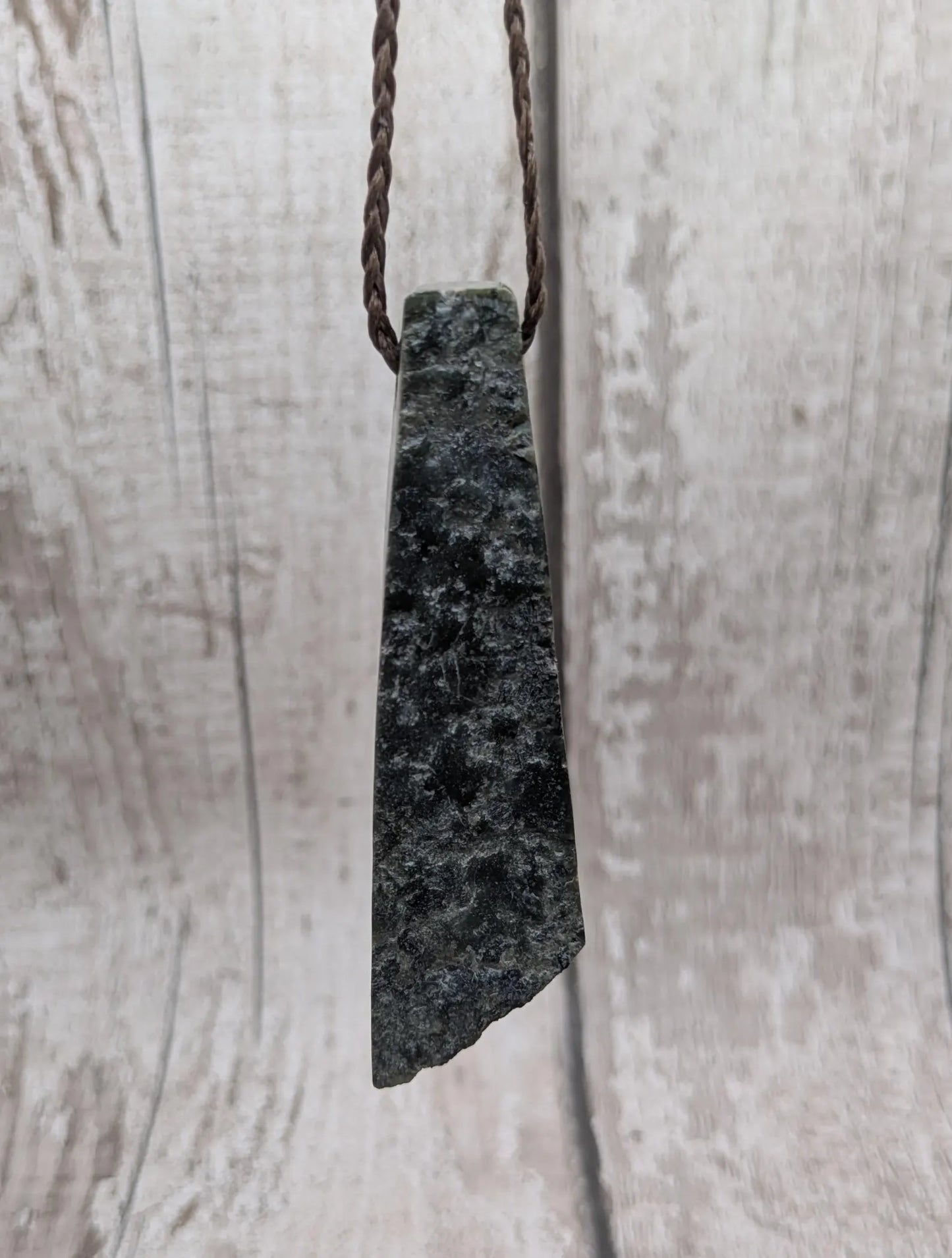 New Zealand Pounamu (Nephrite Jade) Raw Adze-Style Pendant – Live Edge Greenstone