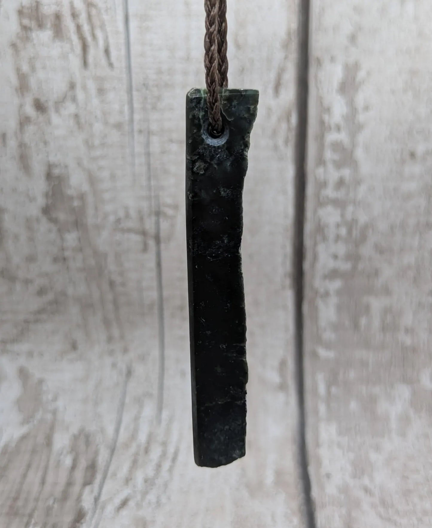 New Zealand Pounamu (Nephrite Jade) Raw Adze-Style Pendant – Live Edge Greenstone